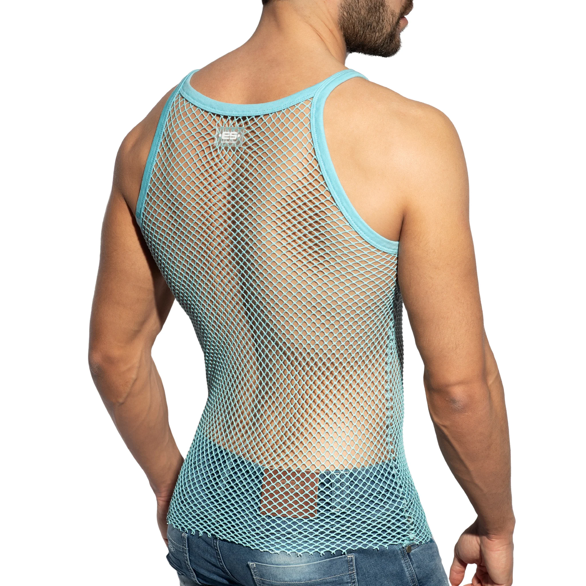 ES Collection Beachy Net Strap Tank Top Sky Blue TS336 - Image 3