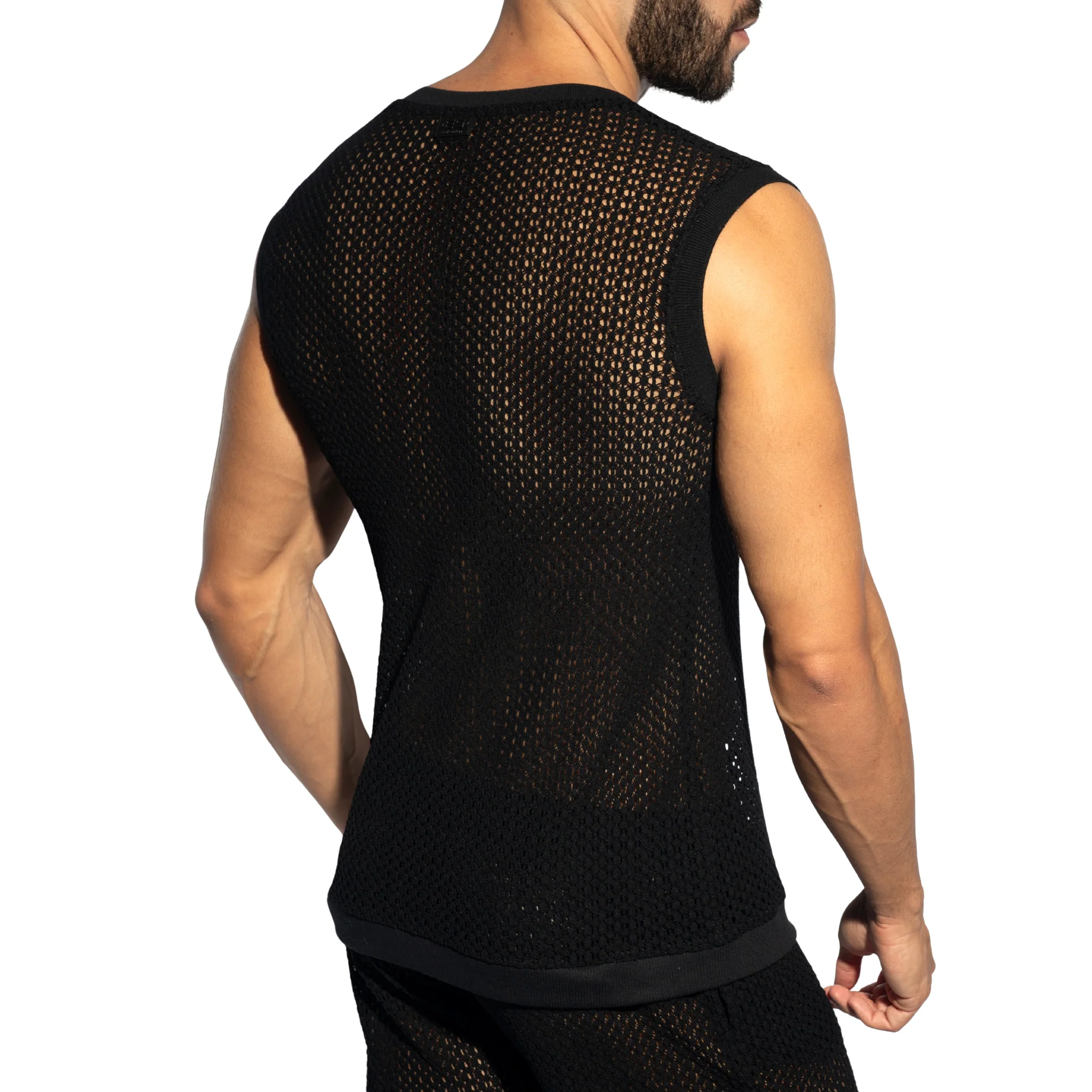 ES Collection Brisa V-Neck Vest T-Shirt Black TS357 - Image 3