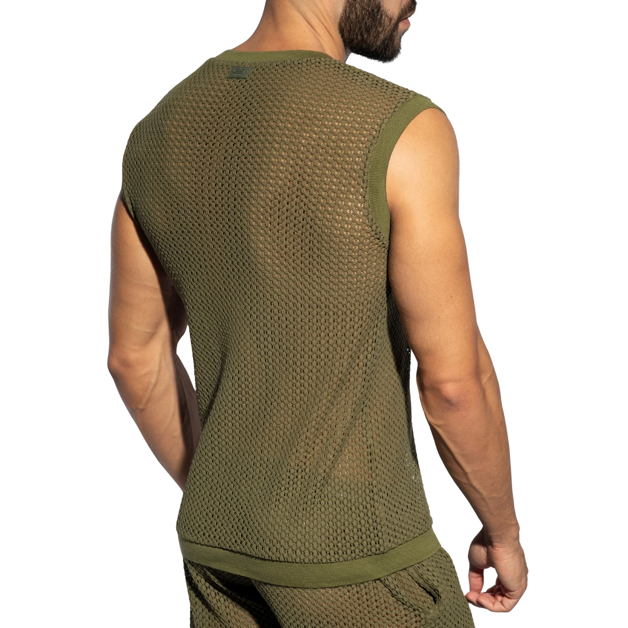 ES Collection Brisa V-Neck Vest T-Shirt Khaki TS357 - Image 3