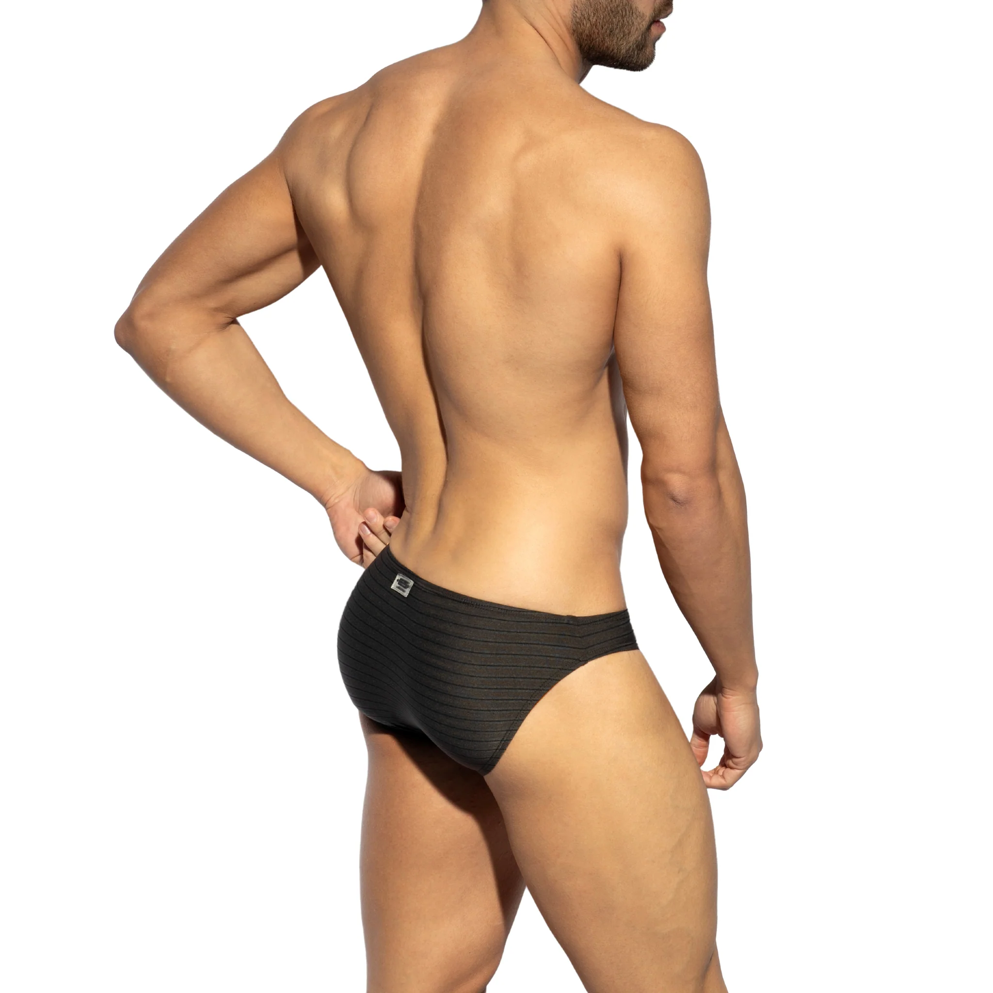 ES Collection Brownie Stripes Bikini Brief Black UN611 - Image 3