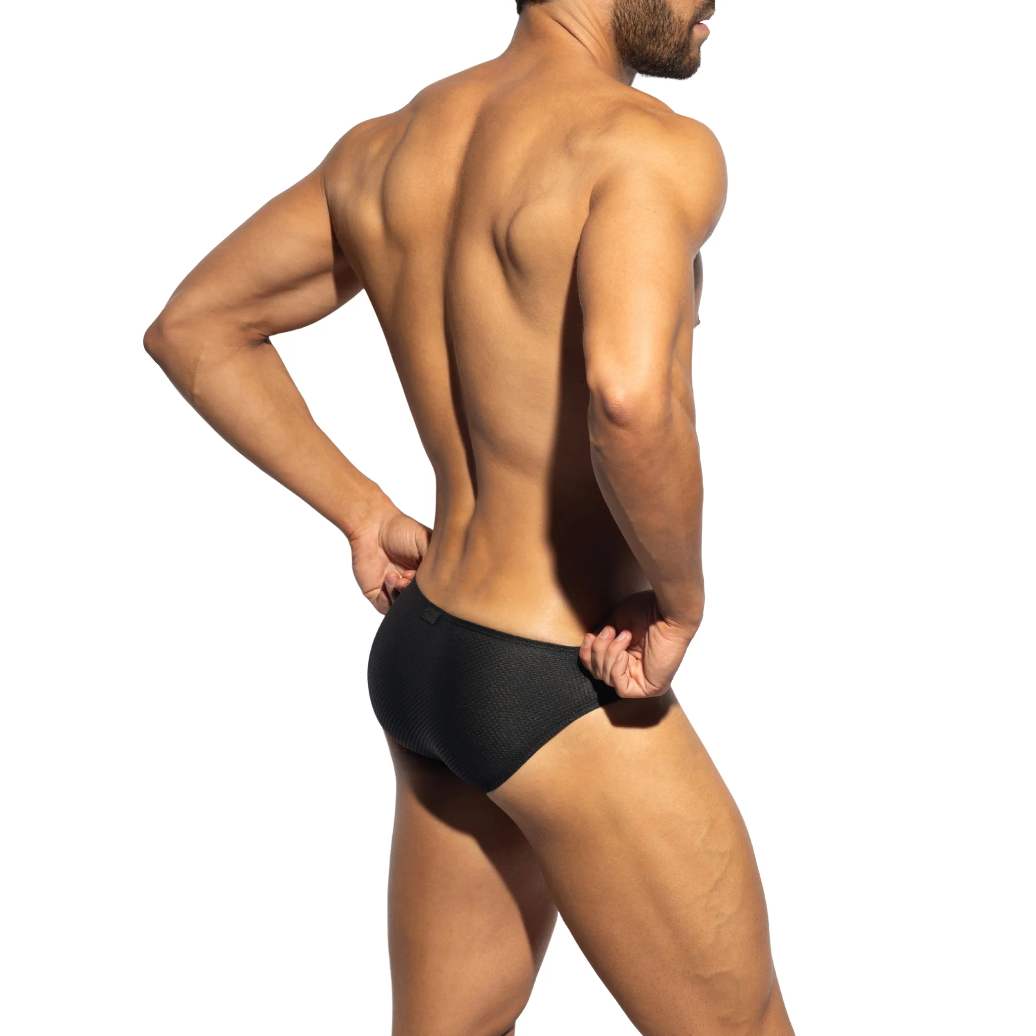 ES Collection C-Through Bee Nest Bikini Brief Black UN647 - Image 3