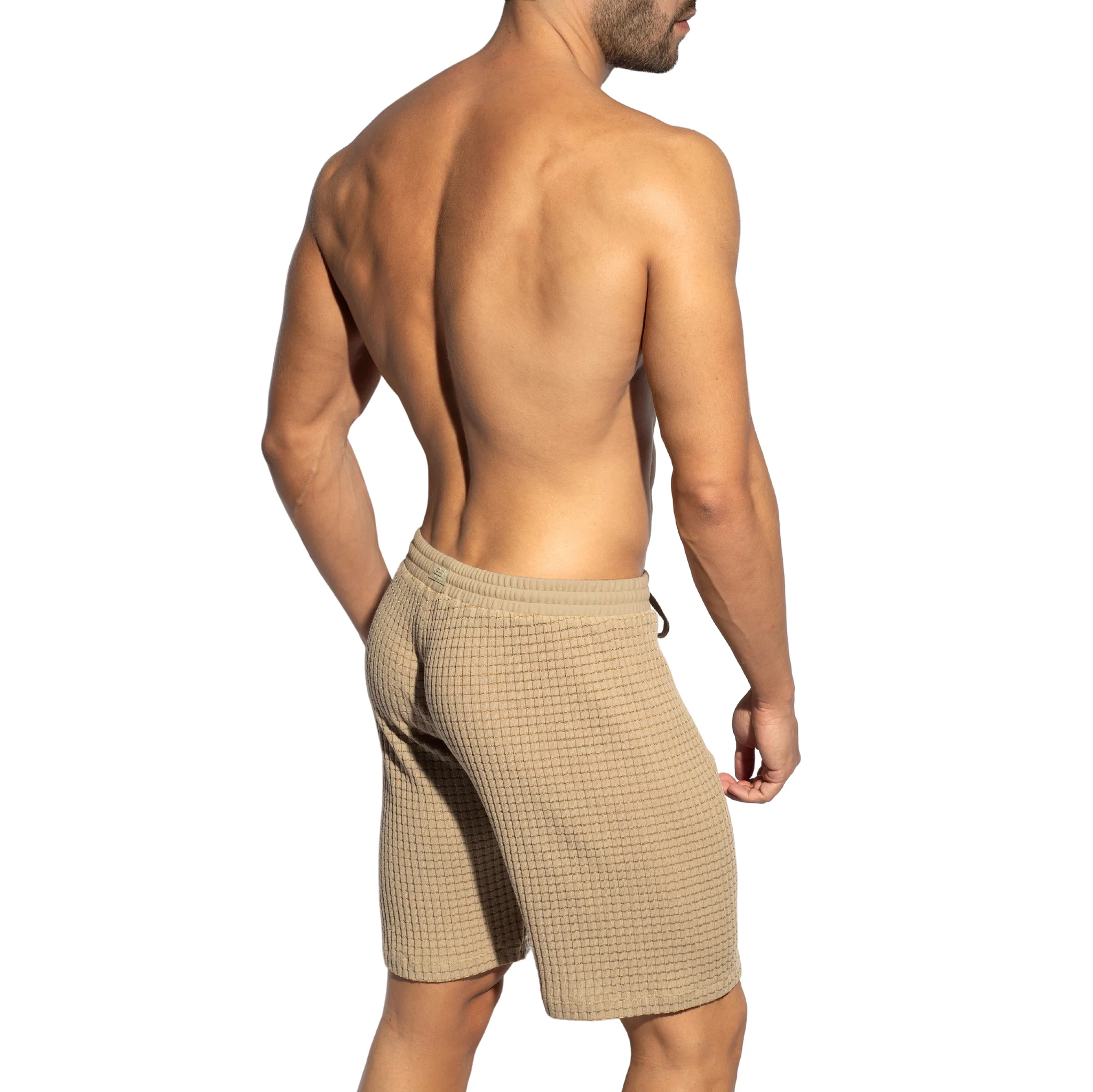 ES Collection Checkmate Bermuda Shorts Beige SP338 - Image 3