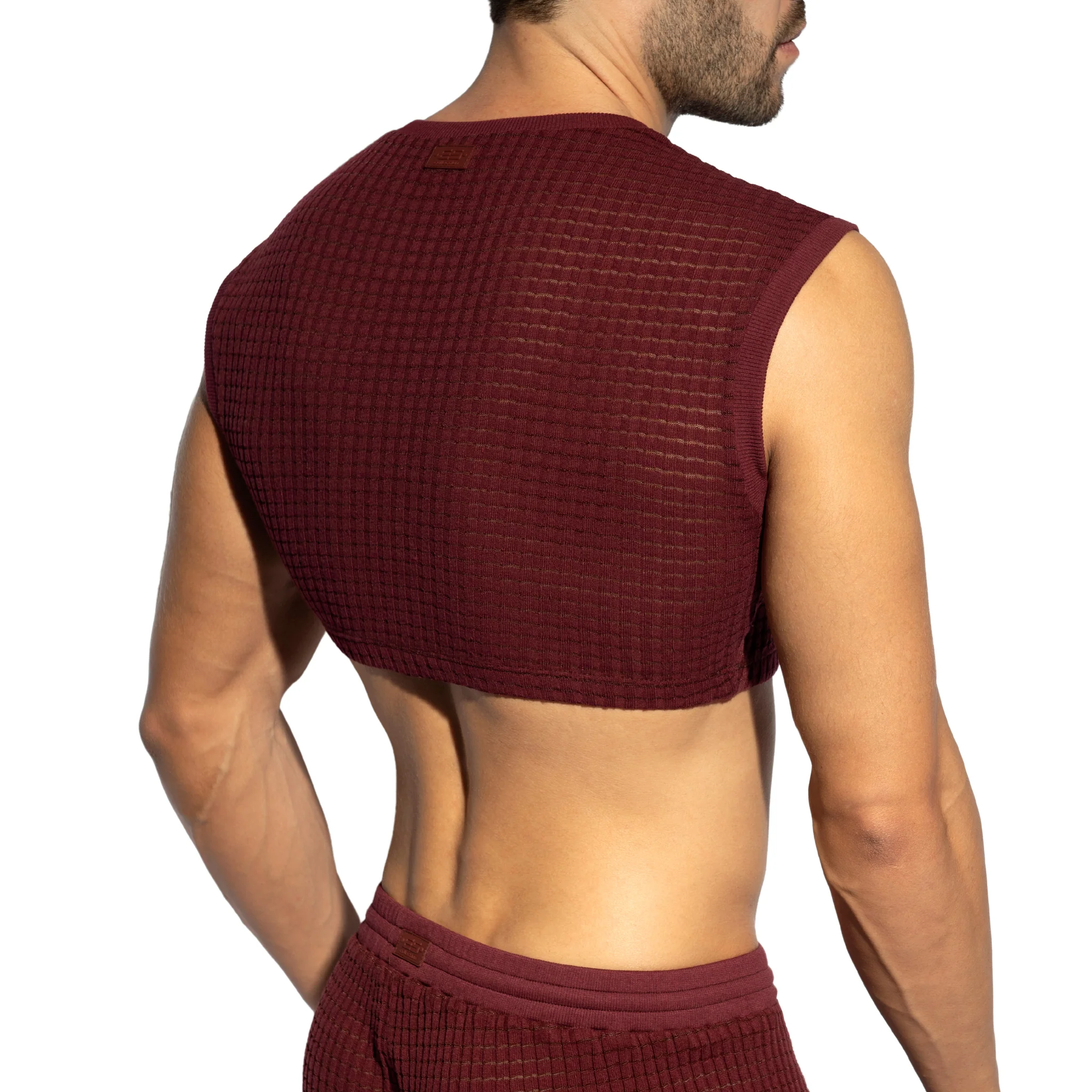ES Collection Checkmate Midriff Crop Top Garnet TS342 - Image 3