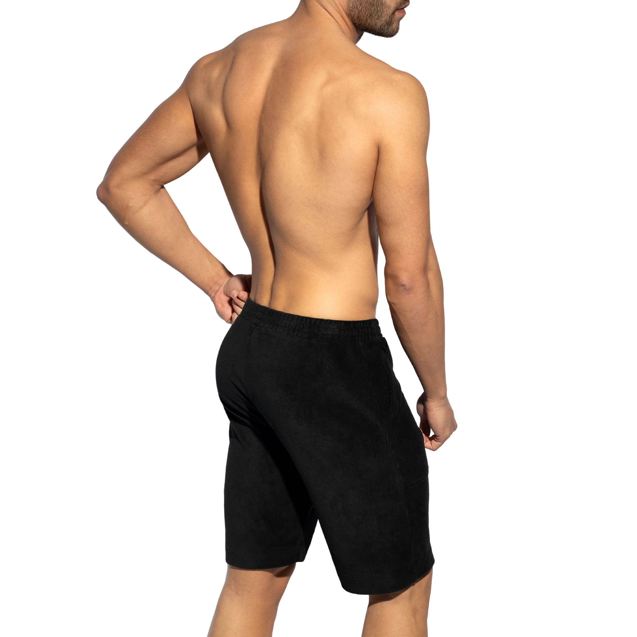 ES Collection Corduroy Bermuda Shorts Black SP337 - Image 3