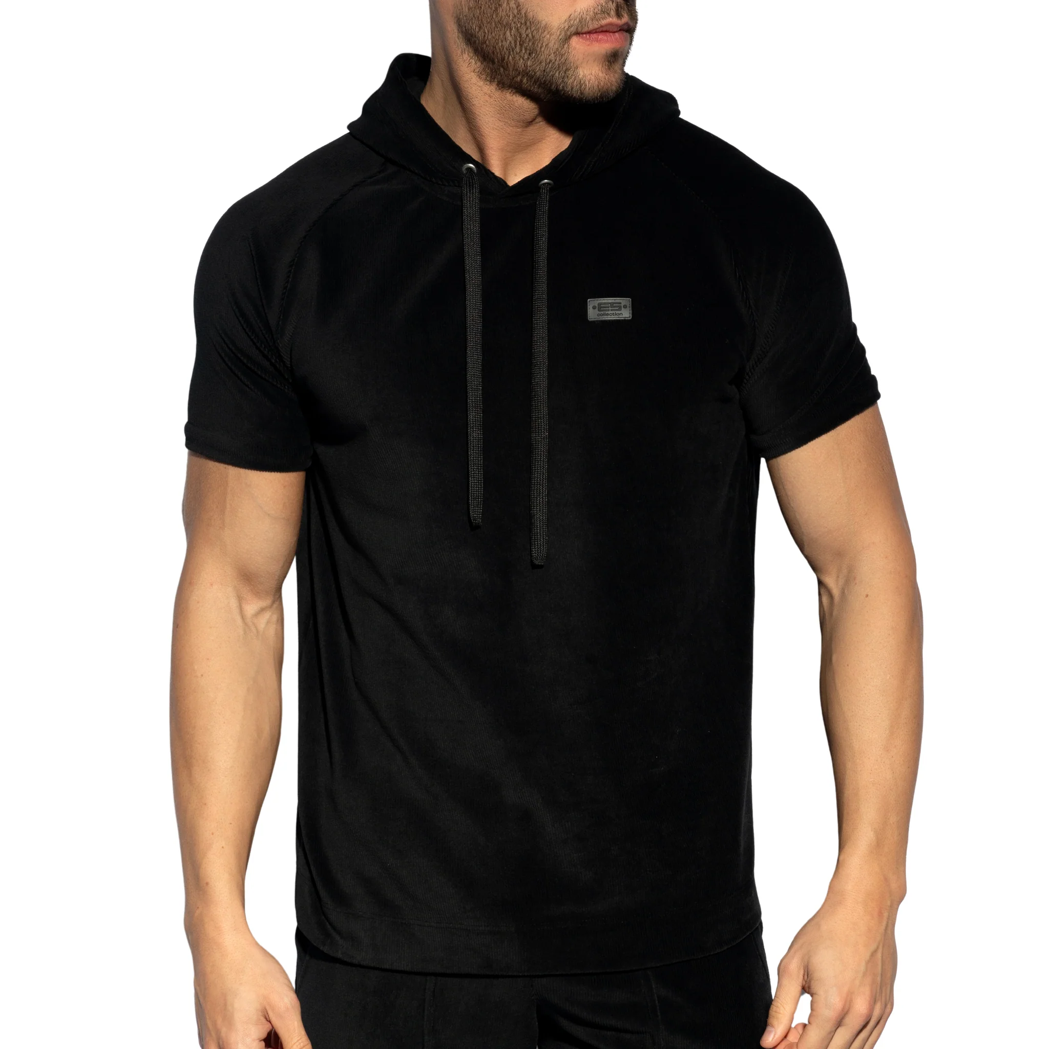 ES Collection Corduroy Hoody Black SP336 - Image 2