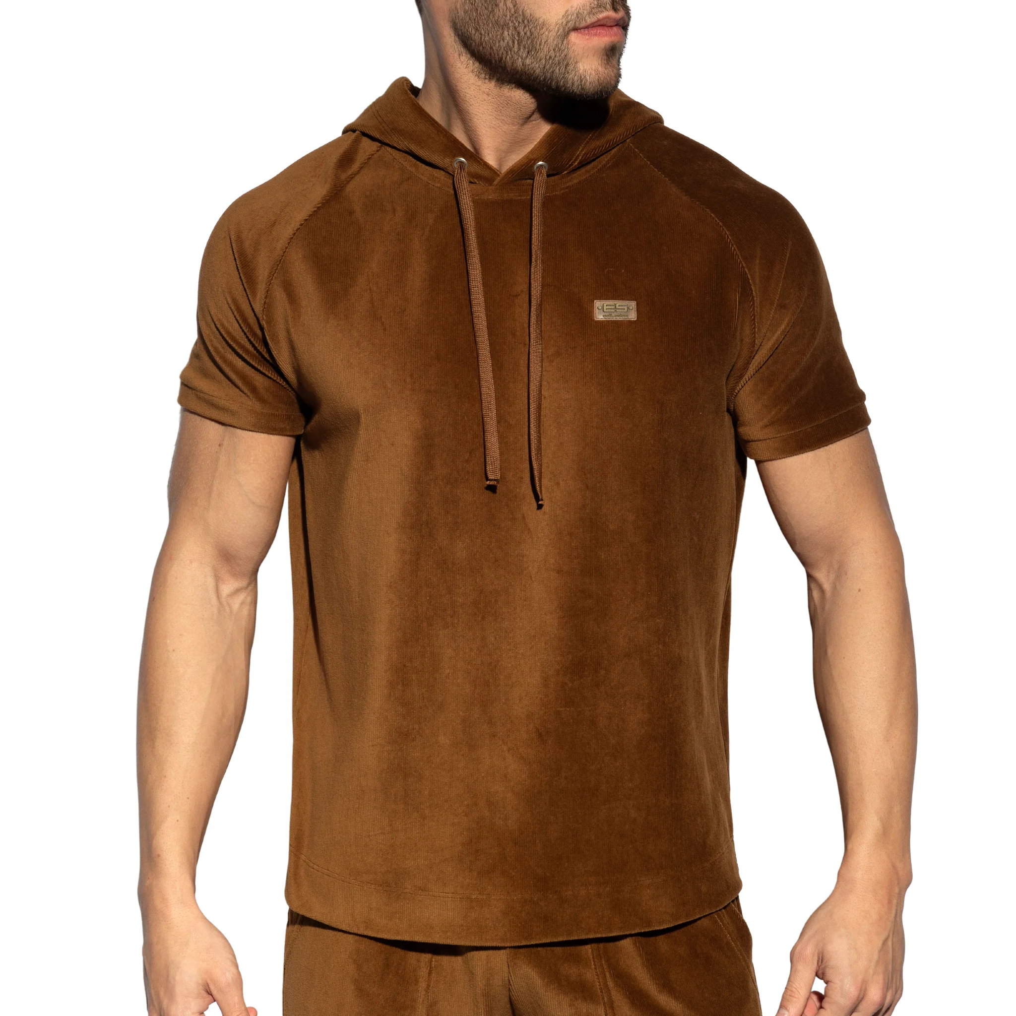 ES Collection Corduroy Hoody Brown SP336 - Image 2