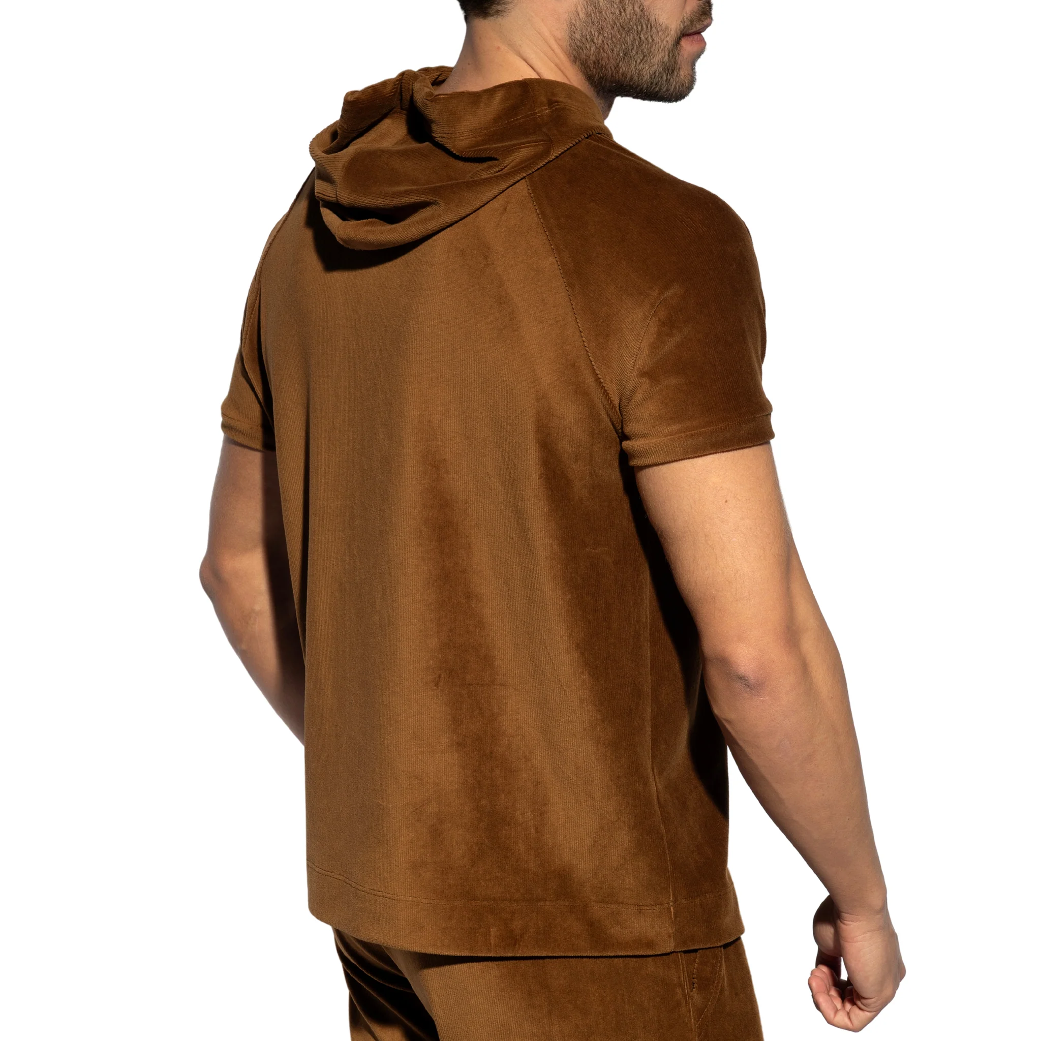 ES Collection Corduroy Hoody Brown SP336 - Image 3