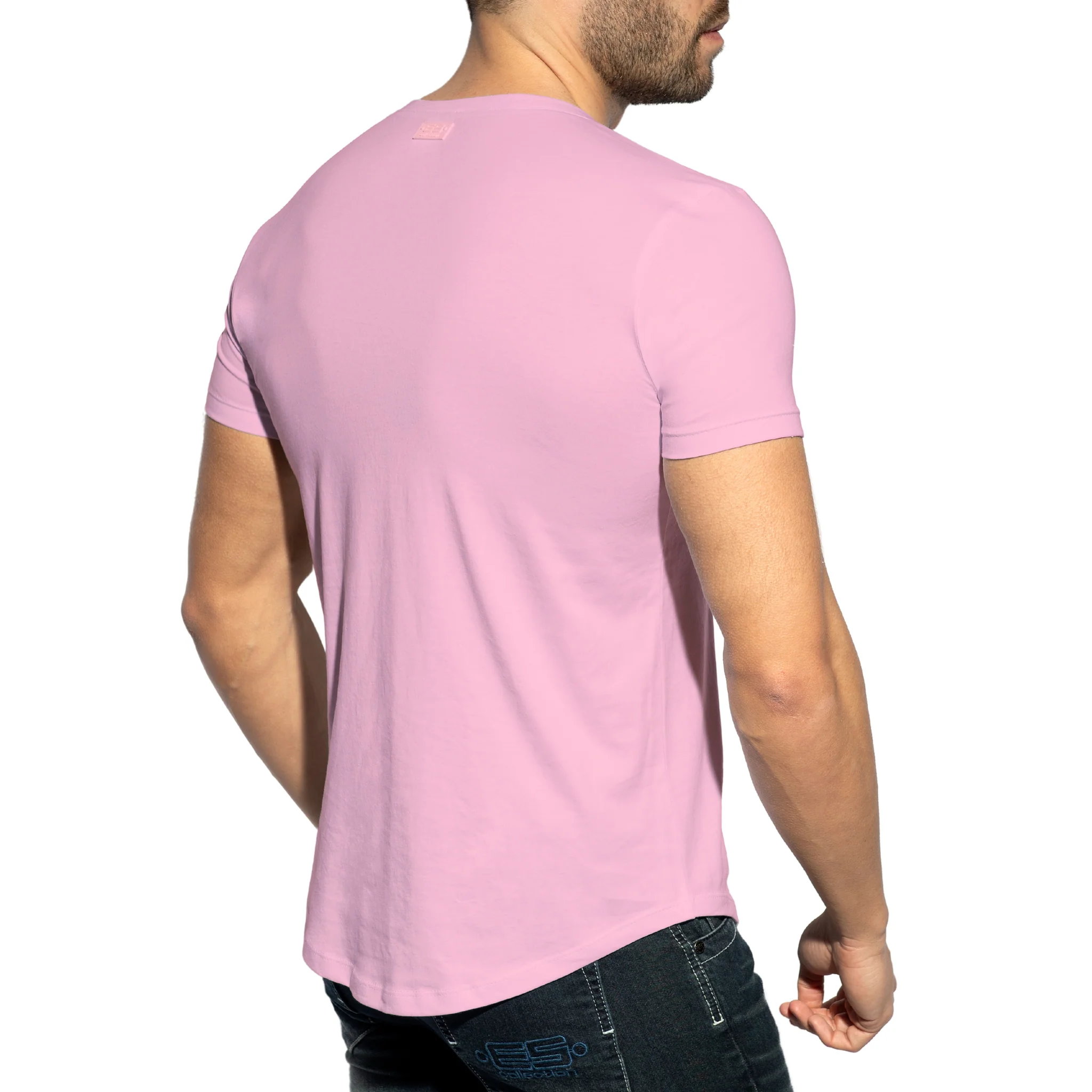 ES Collection Deep V-Neck T-Shirt Baby Pink TS333 - Image 3