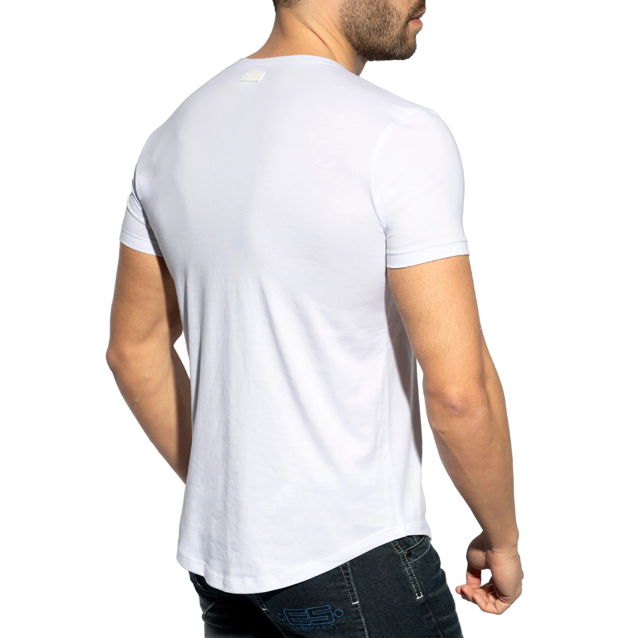ES Collection Deep V-Neck T-Shirt White TS333 - Image 3