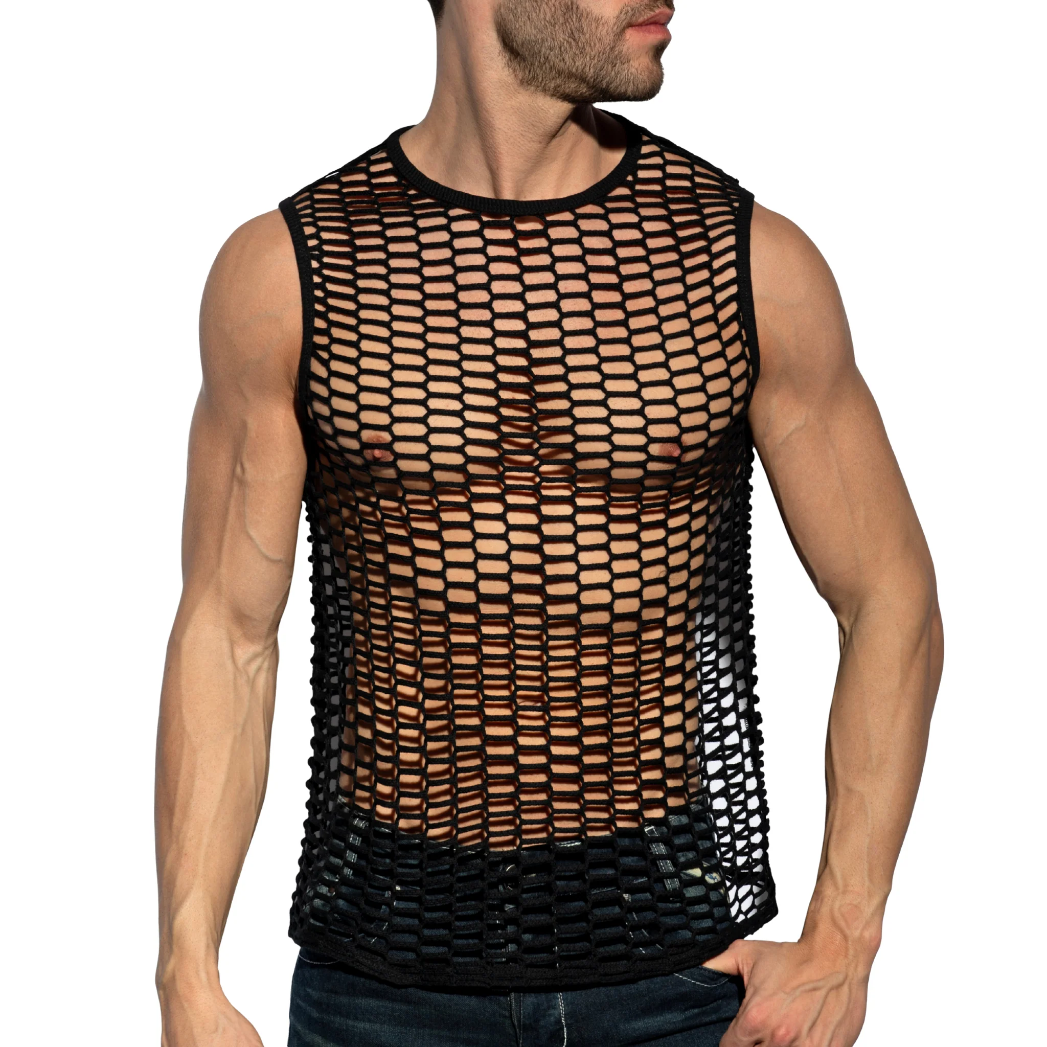 ES Collection Fishing Line Tank Top Black TS365 - Image 2