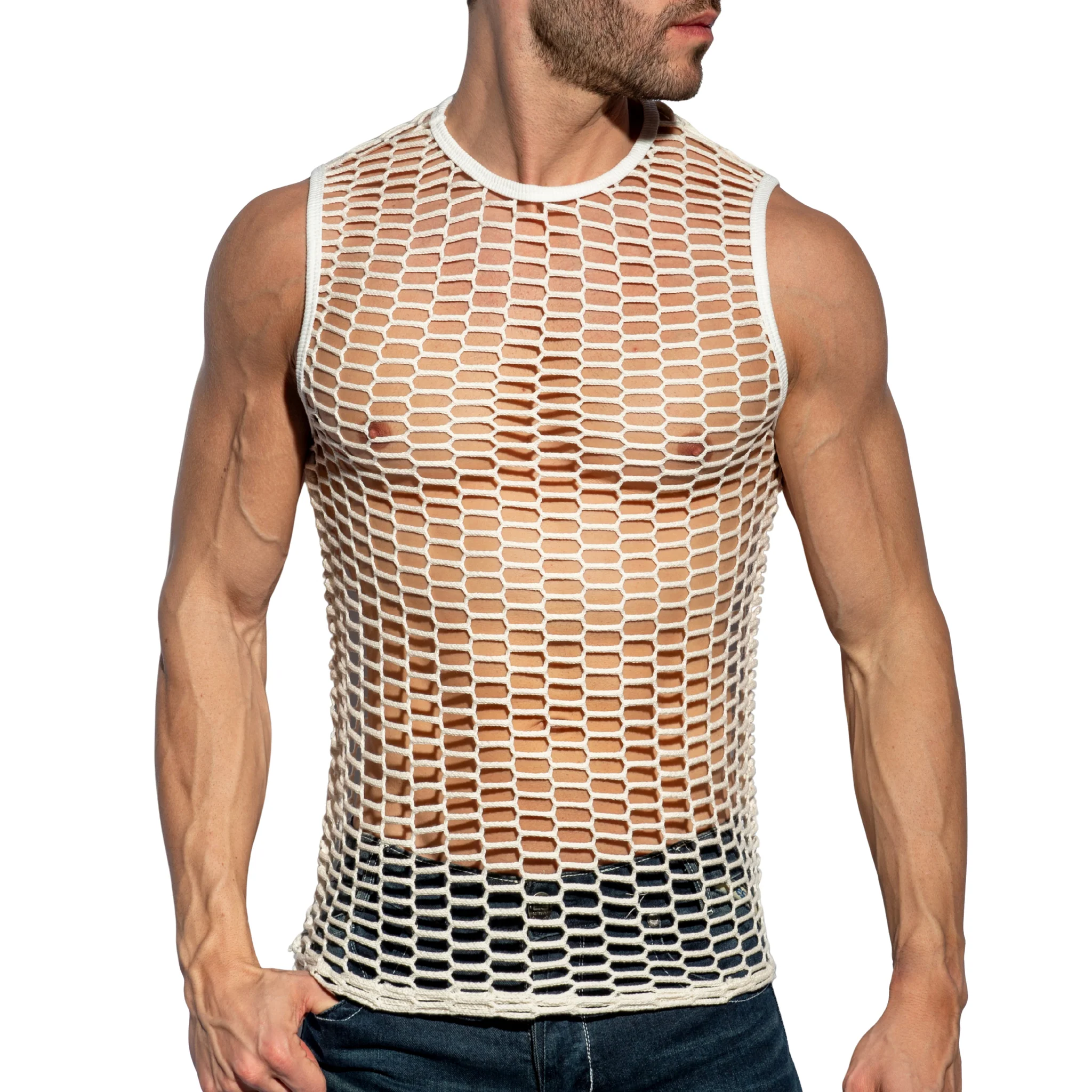 ES Collection Fishing Line Tank Top Ivory TS365 - Image 2
