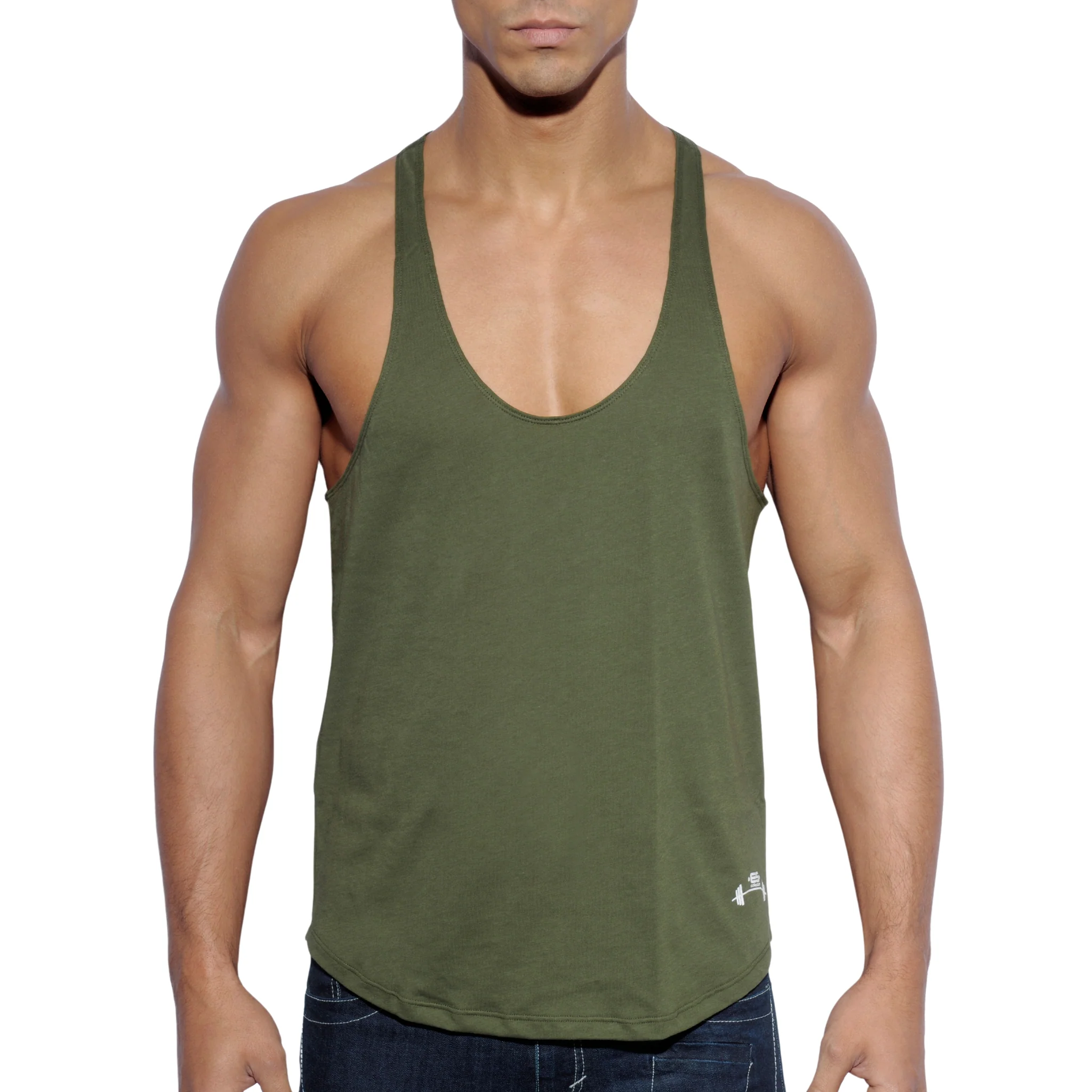 ES Collection Fitness Plain Tank Top Khaki TS160 - Image 2