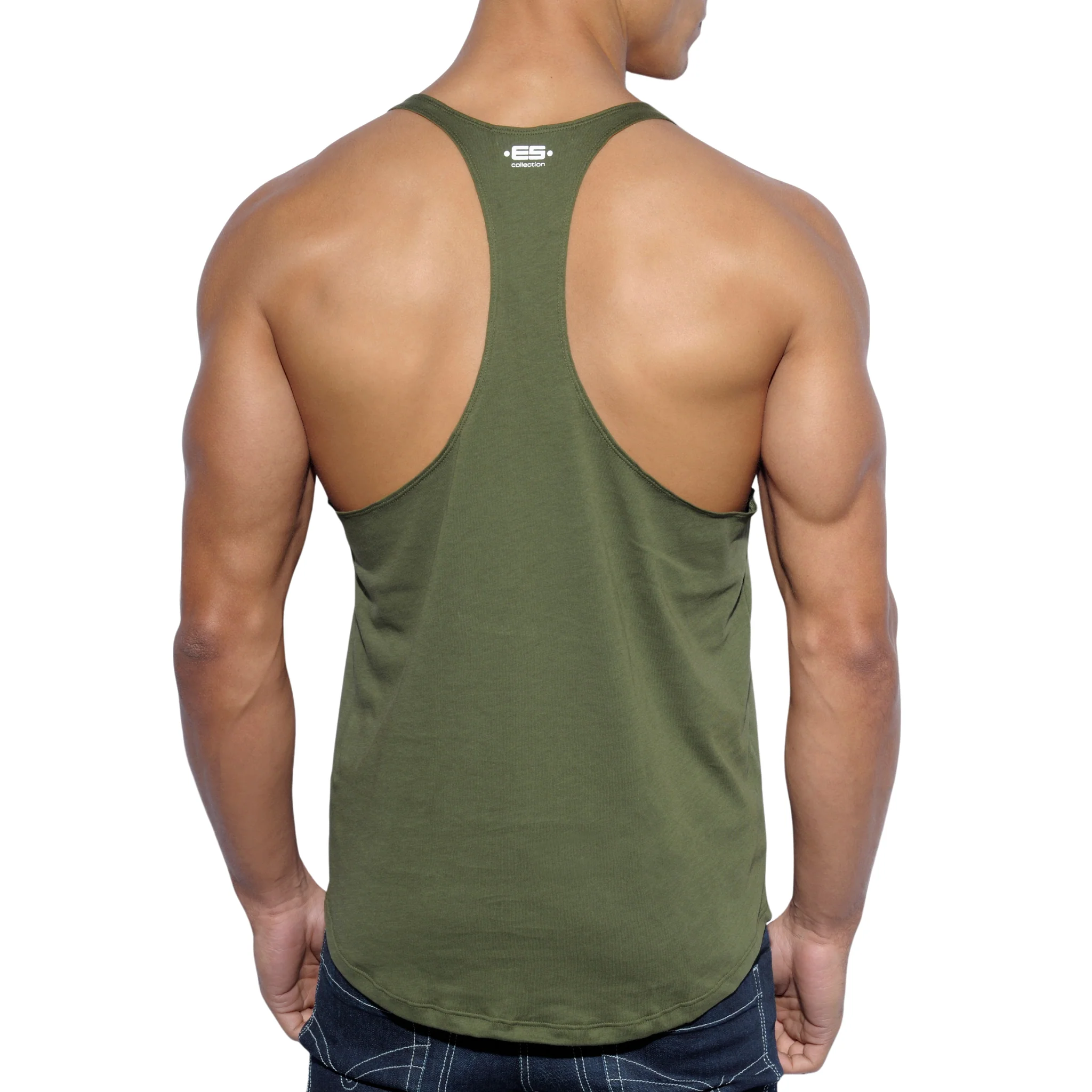 ES Collection Fitness Plain Tank Top Khaki TS160 - Image 3