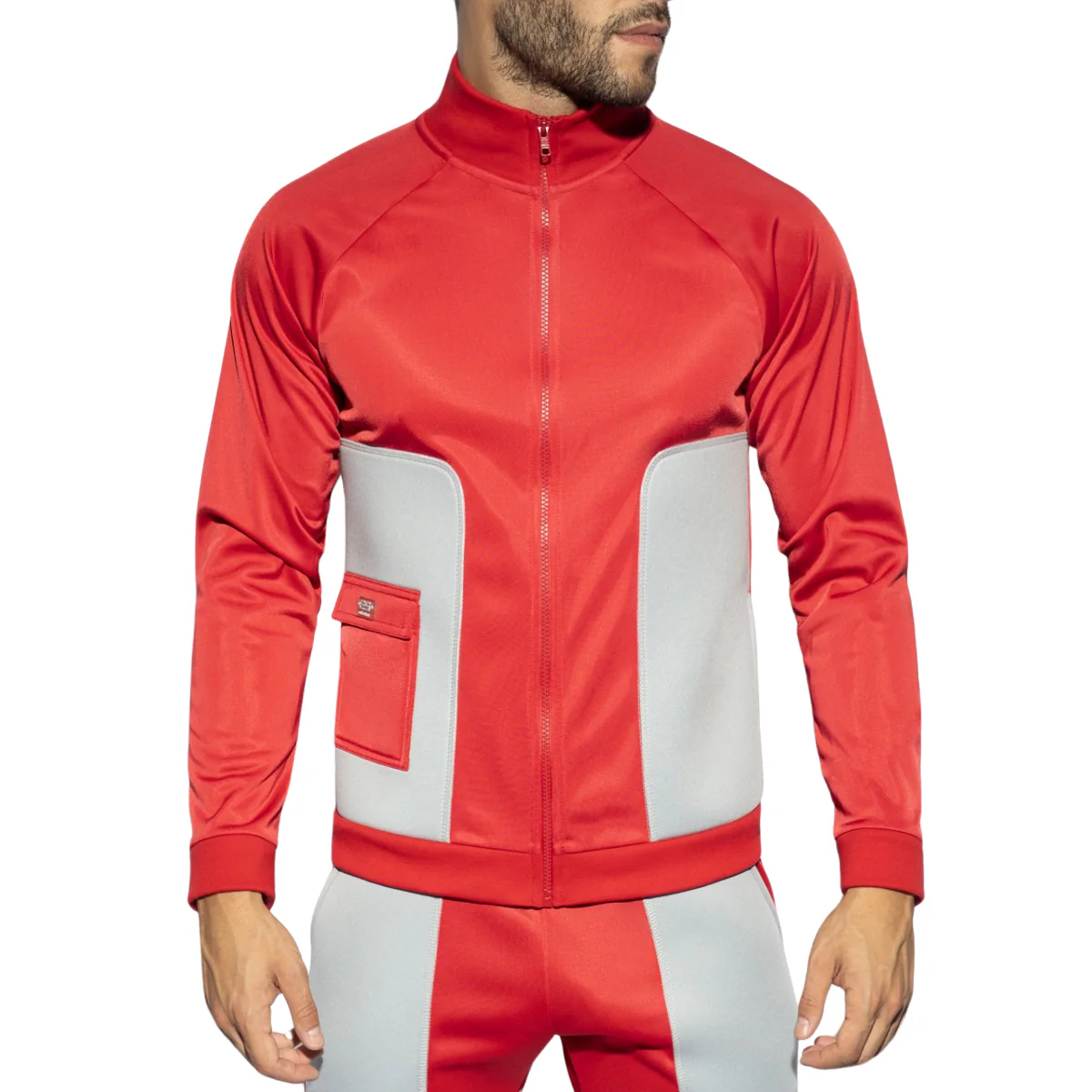ES Collection Foam Patches Sports Sweatshirt Red SP268 - Image 2