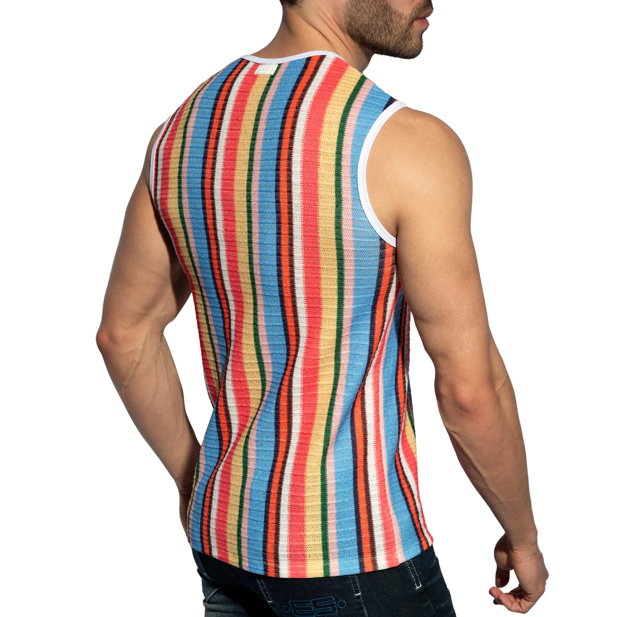 ES Collection Gelato Stripe Wide Tank Top Coral TS374 - Image 3