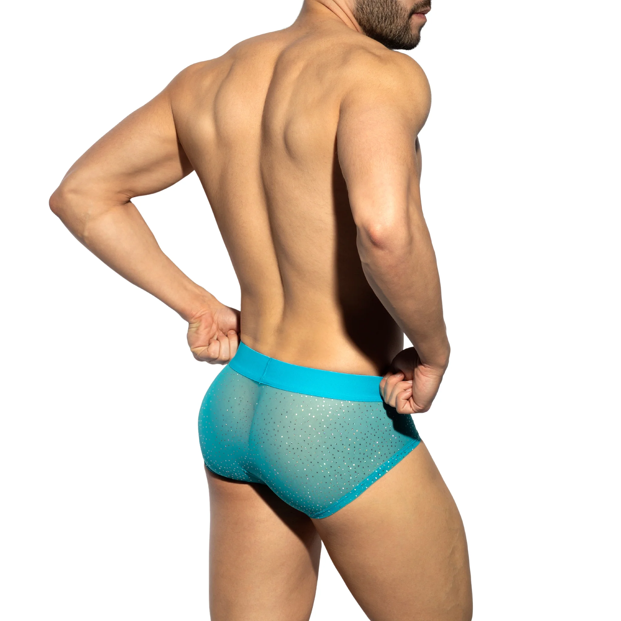 ES Collection Glitter Net Brief Turquoise UN583 - Image 3