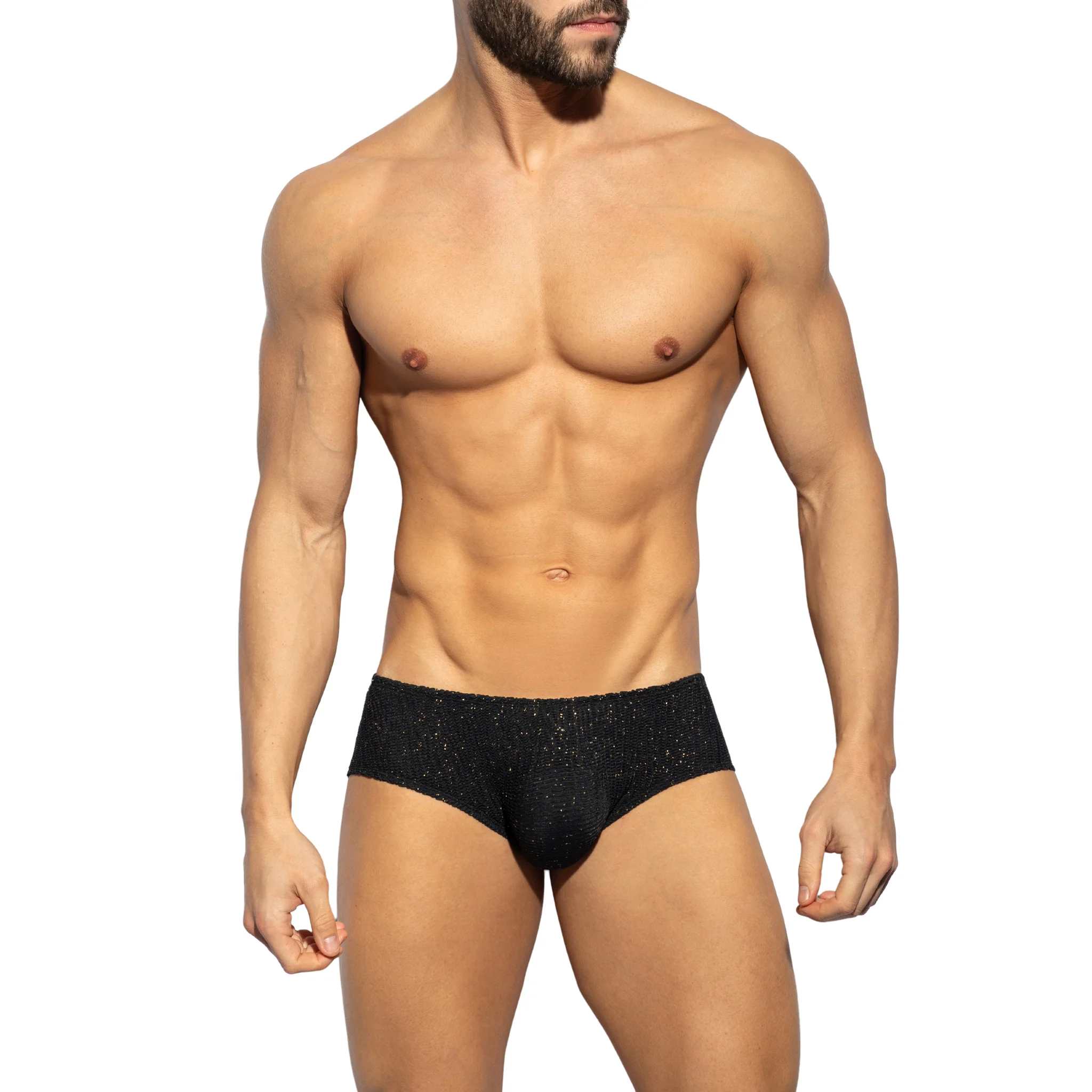 ES Collection Gold Glitter Sunga Black UN618 - Image 2