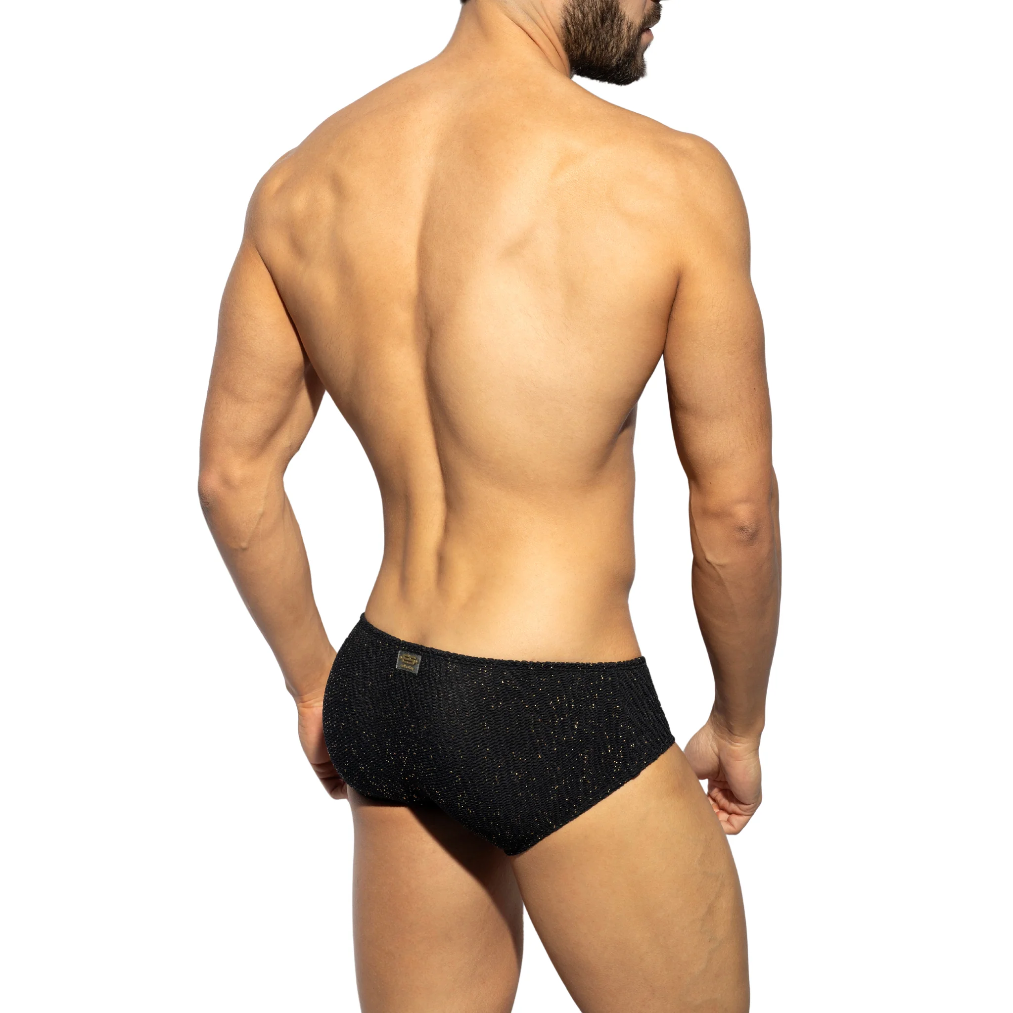 ES Collection Gold Glitter Sunga Black UN618 - Image 3