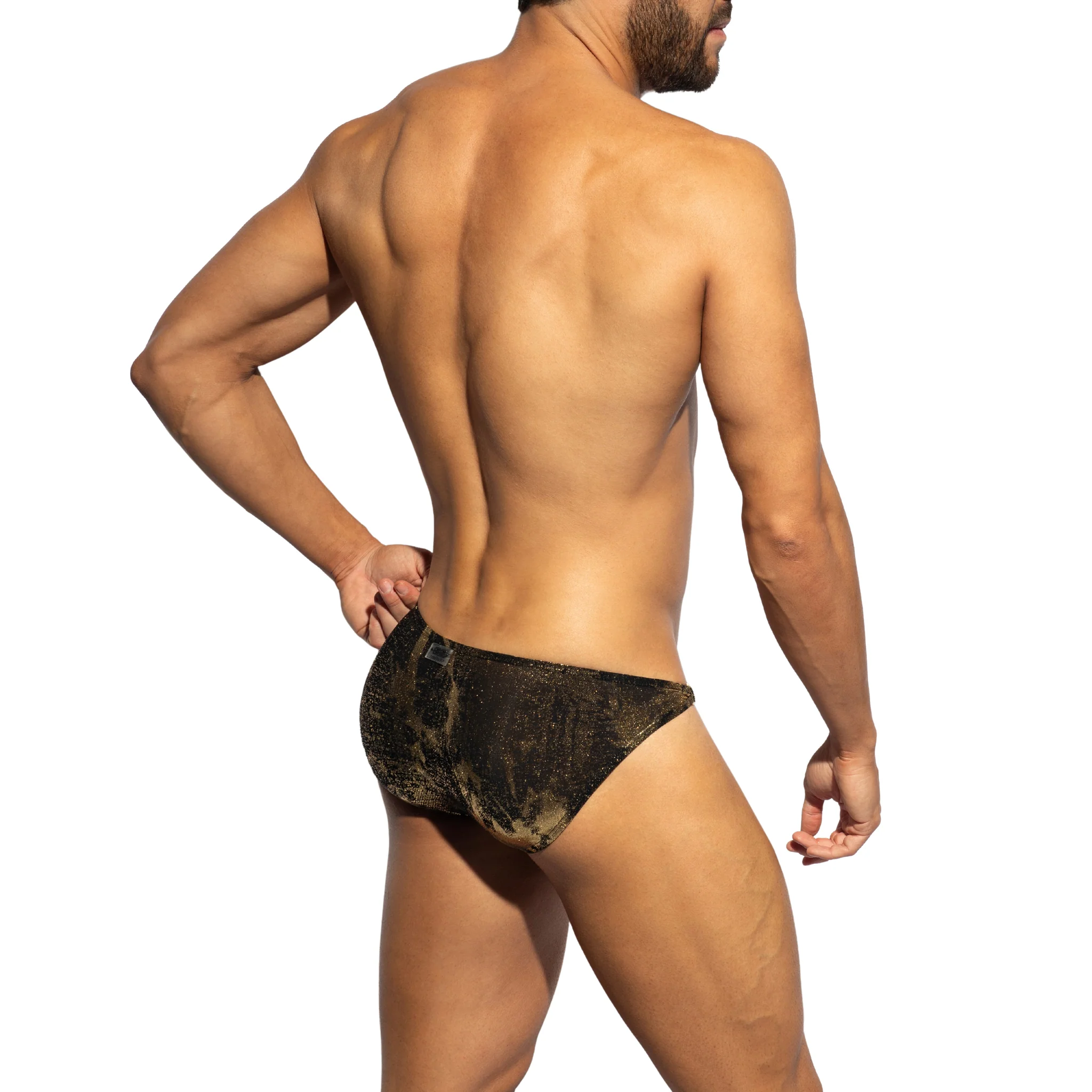 ES Collection Gold + Gold Bikini Brief Black UN657 - Image 3
