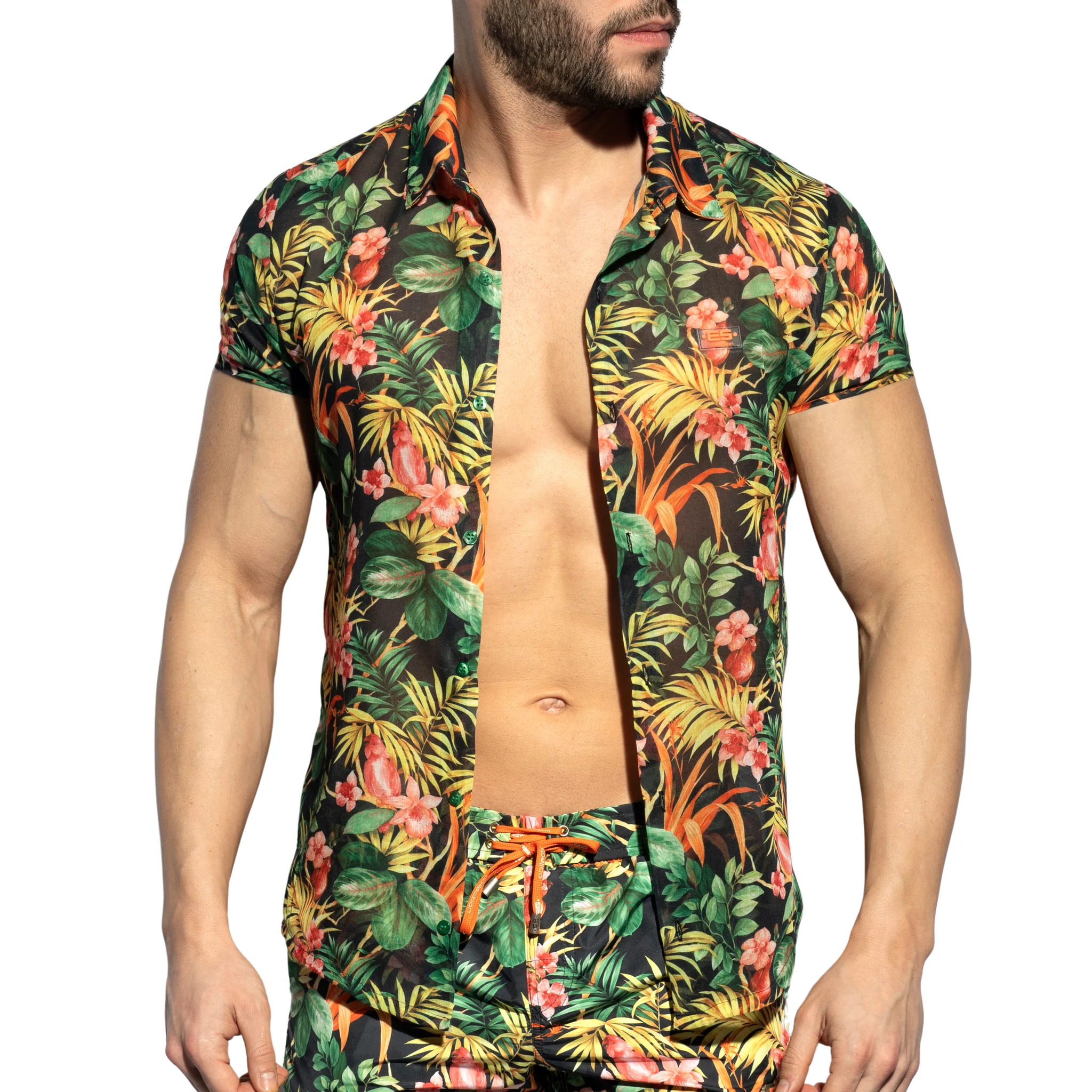 ES Collection Hawaiian Shirt Black SHT025 - Image 4