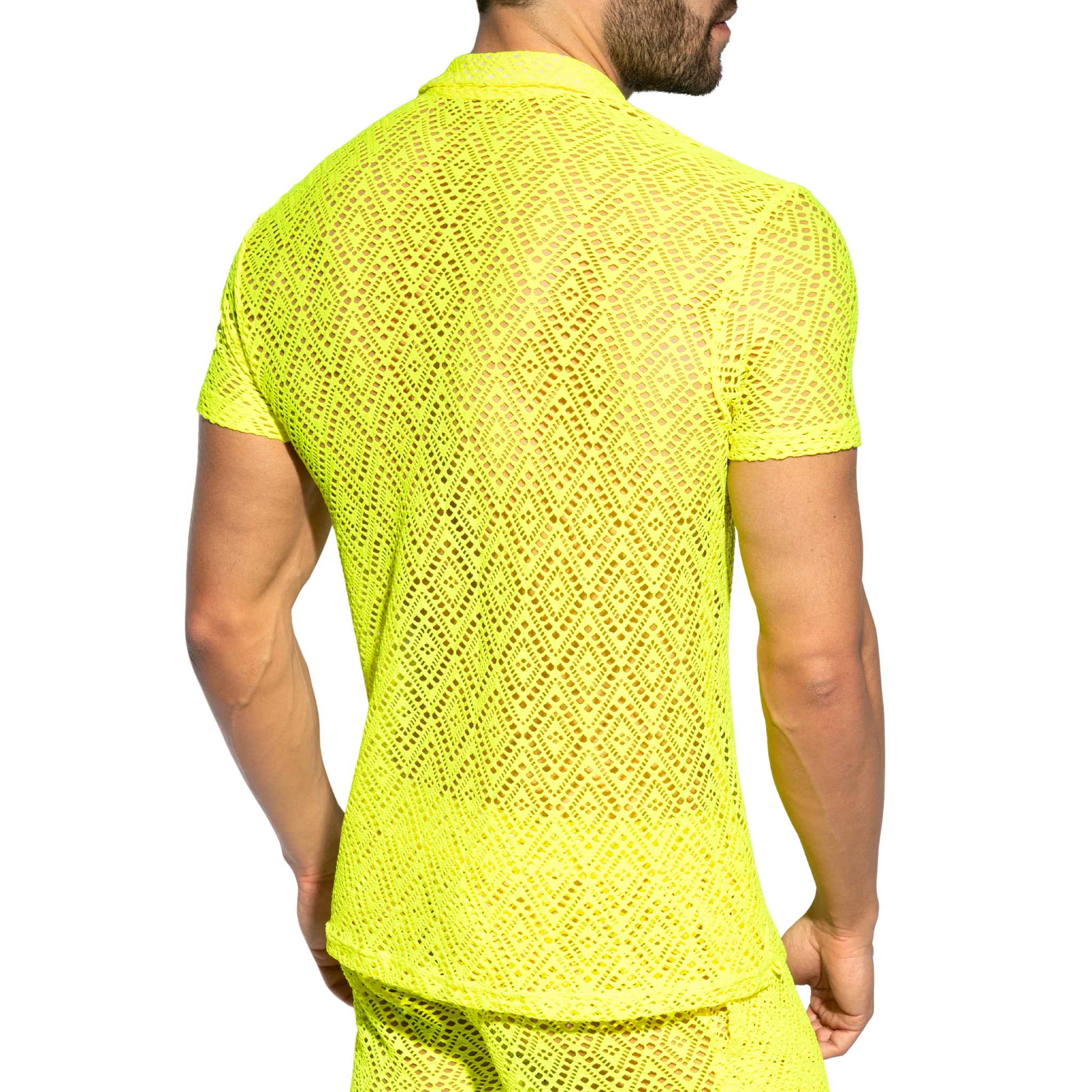 ES Collection Ibiza Retro Shirt Neon Yellow SHT027 - Image 3