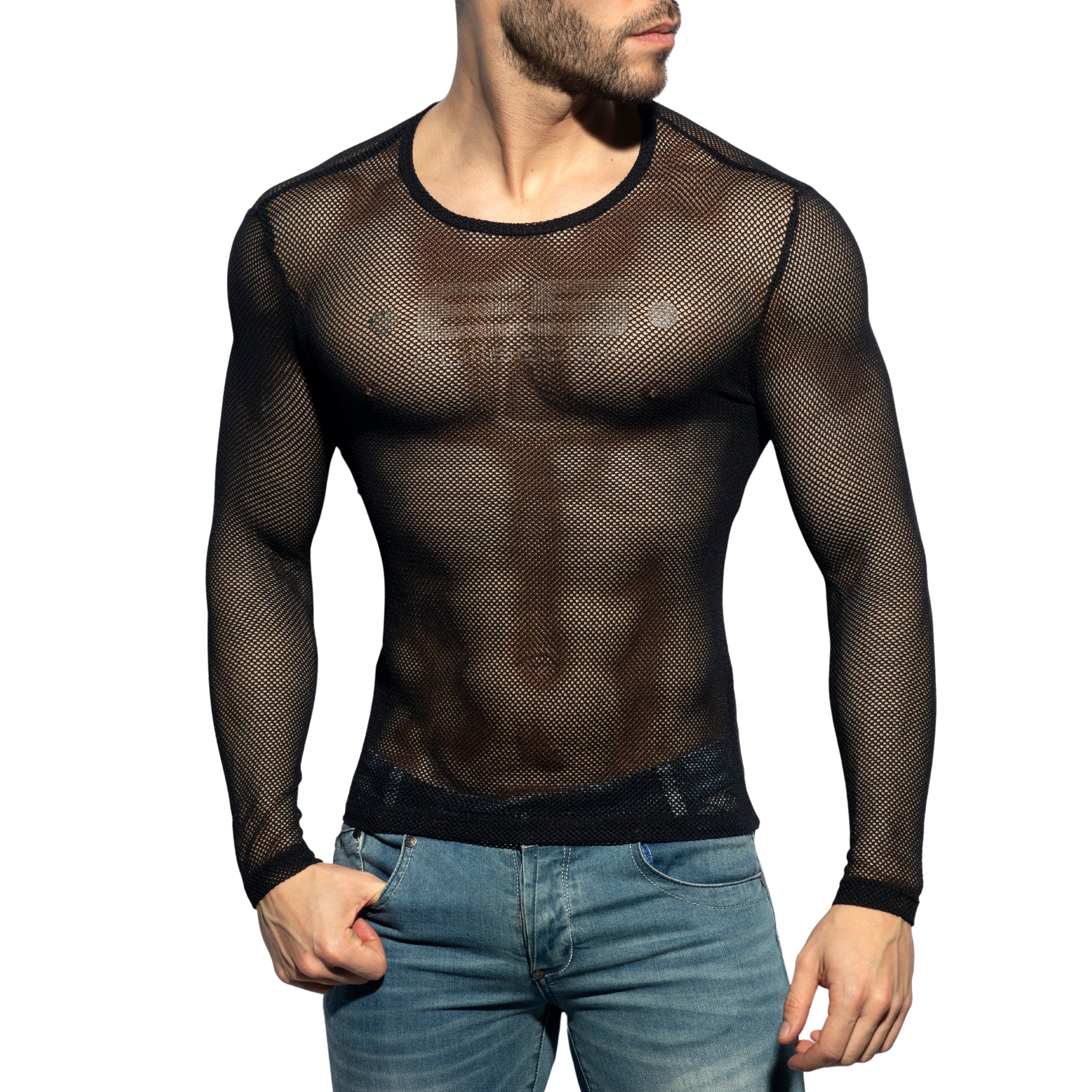 ES Collection Mesh-Long Sleeves T-Shirt Black TS304 - Image 2