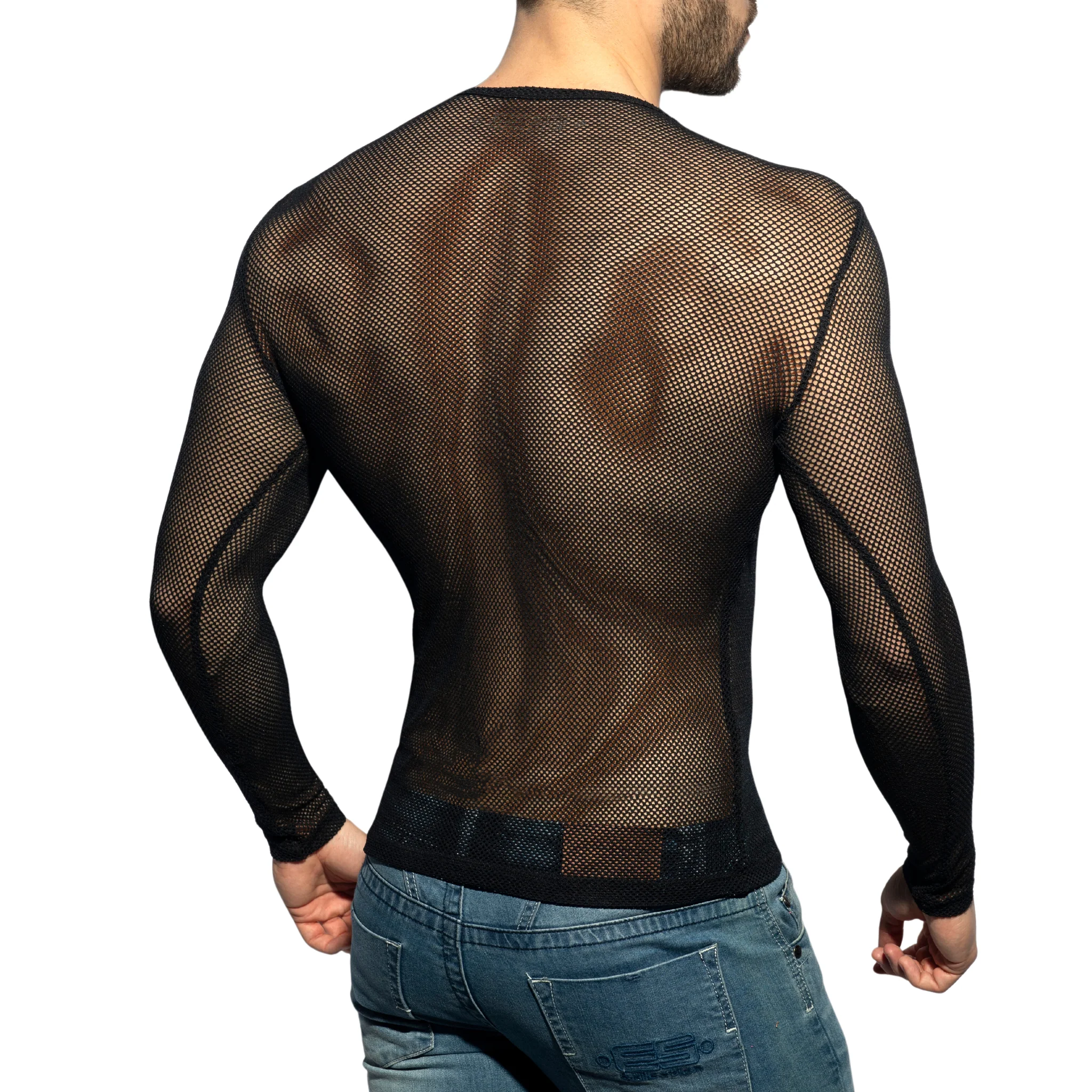 ES Collection Mesh-Long Sleeves T-Shirt Black TS304 - Image 3