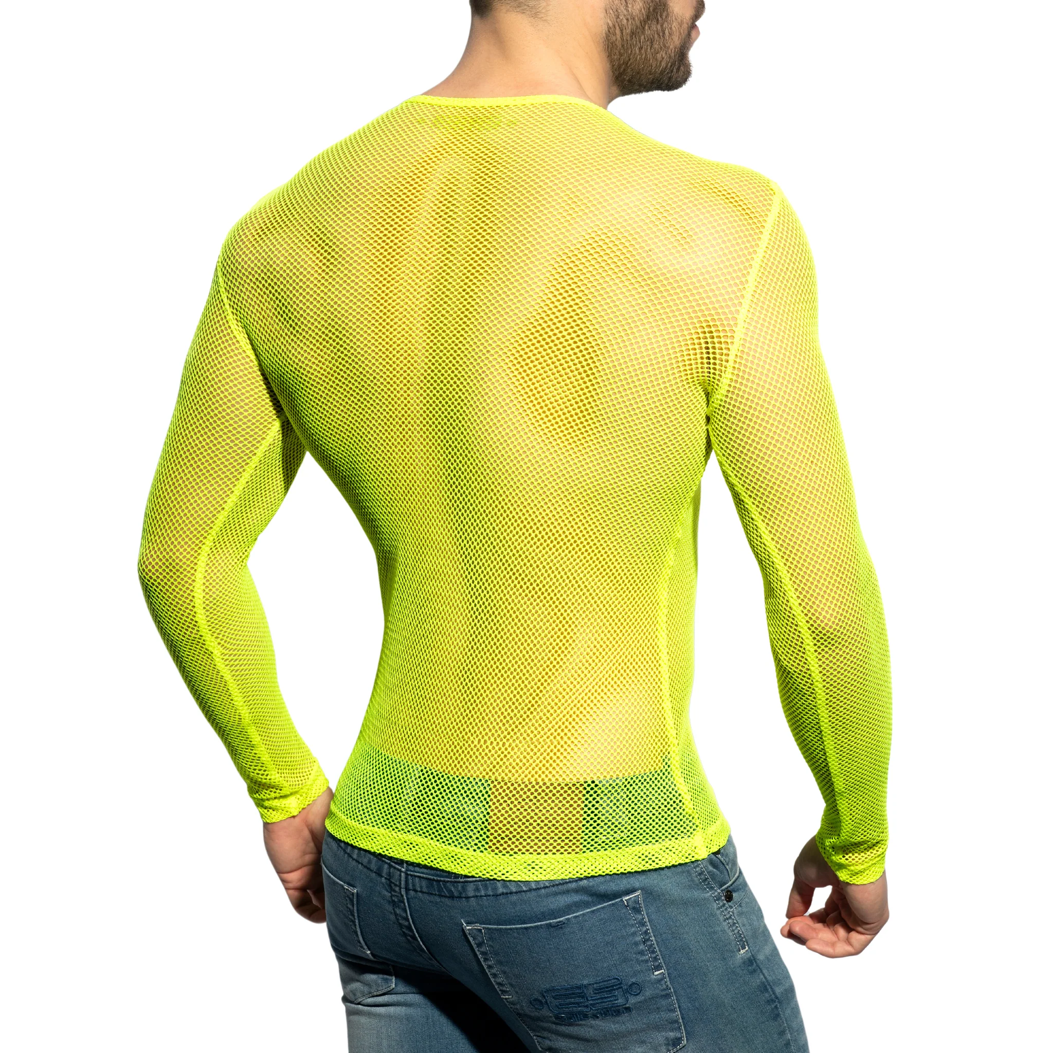 ES Collection Mesh-Long Sleeves T-Shirt Neon Yellow TS304 - Image 3