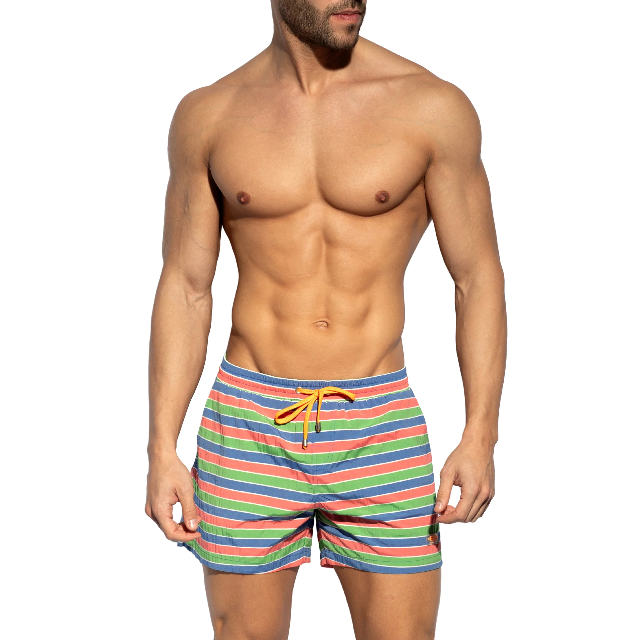 ES Collection Multi Stripes Swim Shorts Green 2505 - Image 2