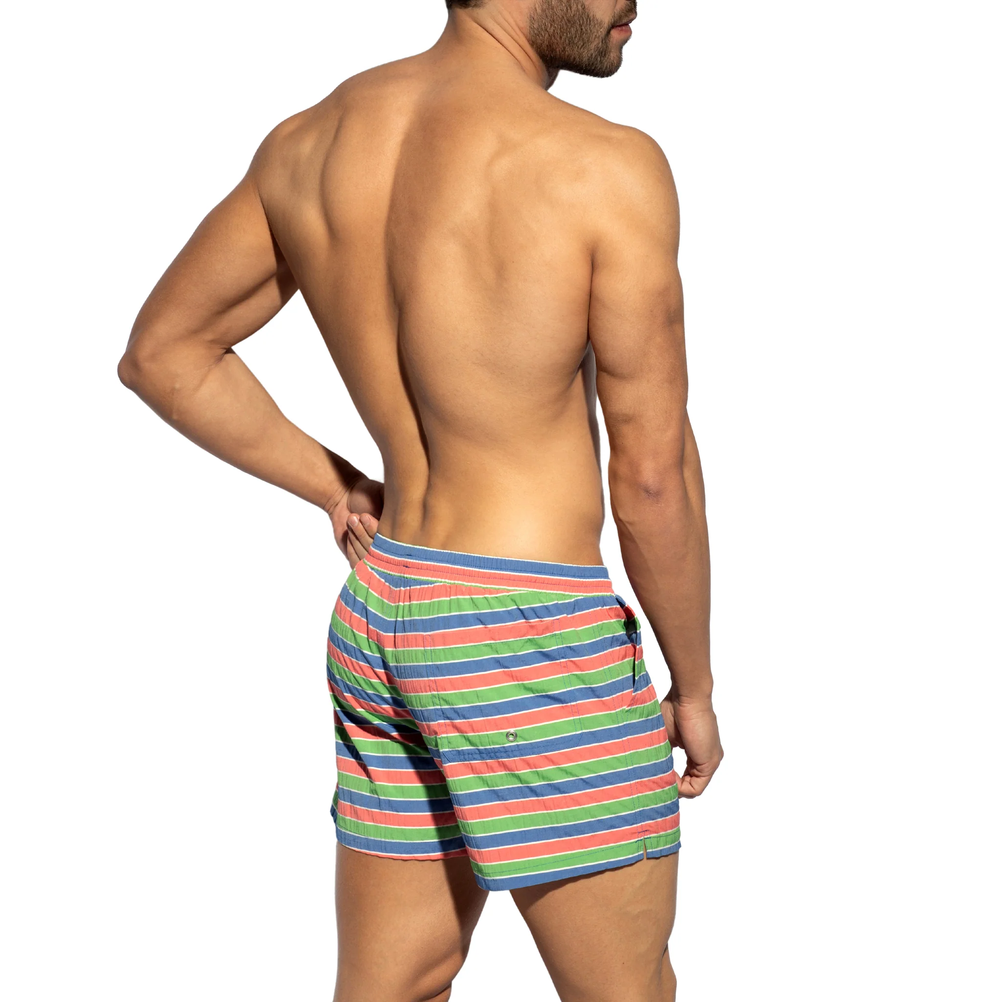 ES Collection Multi Stripes Swim Shorts Green 2505 - Image 3