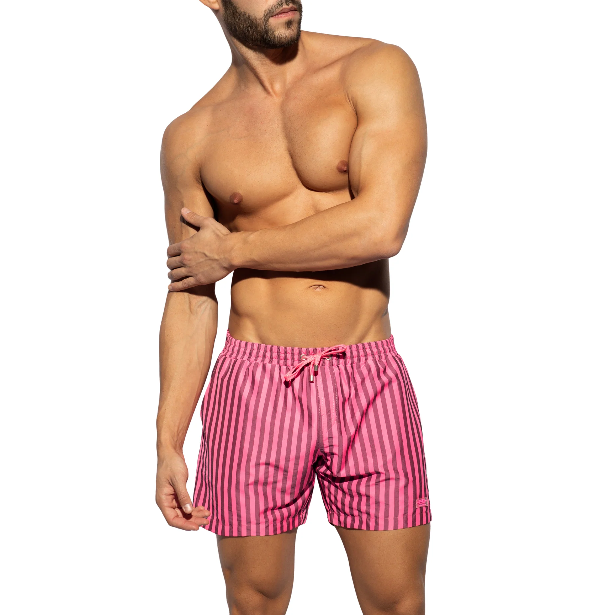 ES Collection Neon Stripes Boardshorts Neon Pink 2523 - Image 2