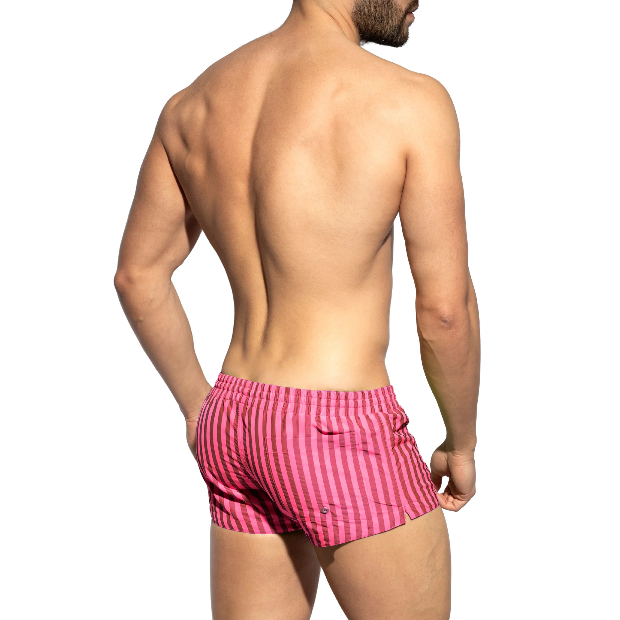 ES Collection Neon Stripes Swim Shorts Neon Pink 2308 - Image 3