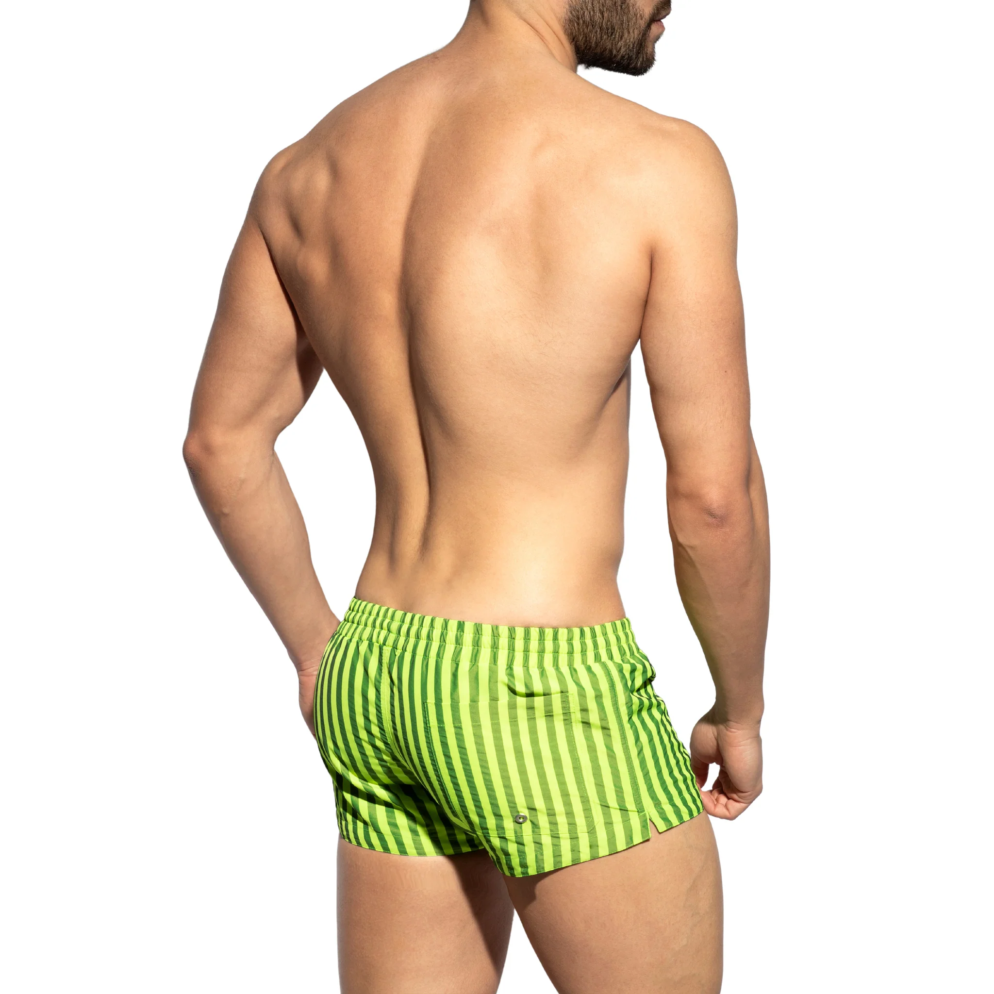 ES Collection Neon Stripes Swim Shorts Neon Yellow 2308 - Image 3