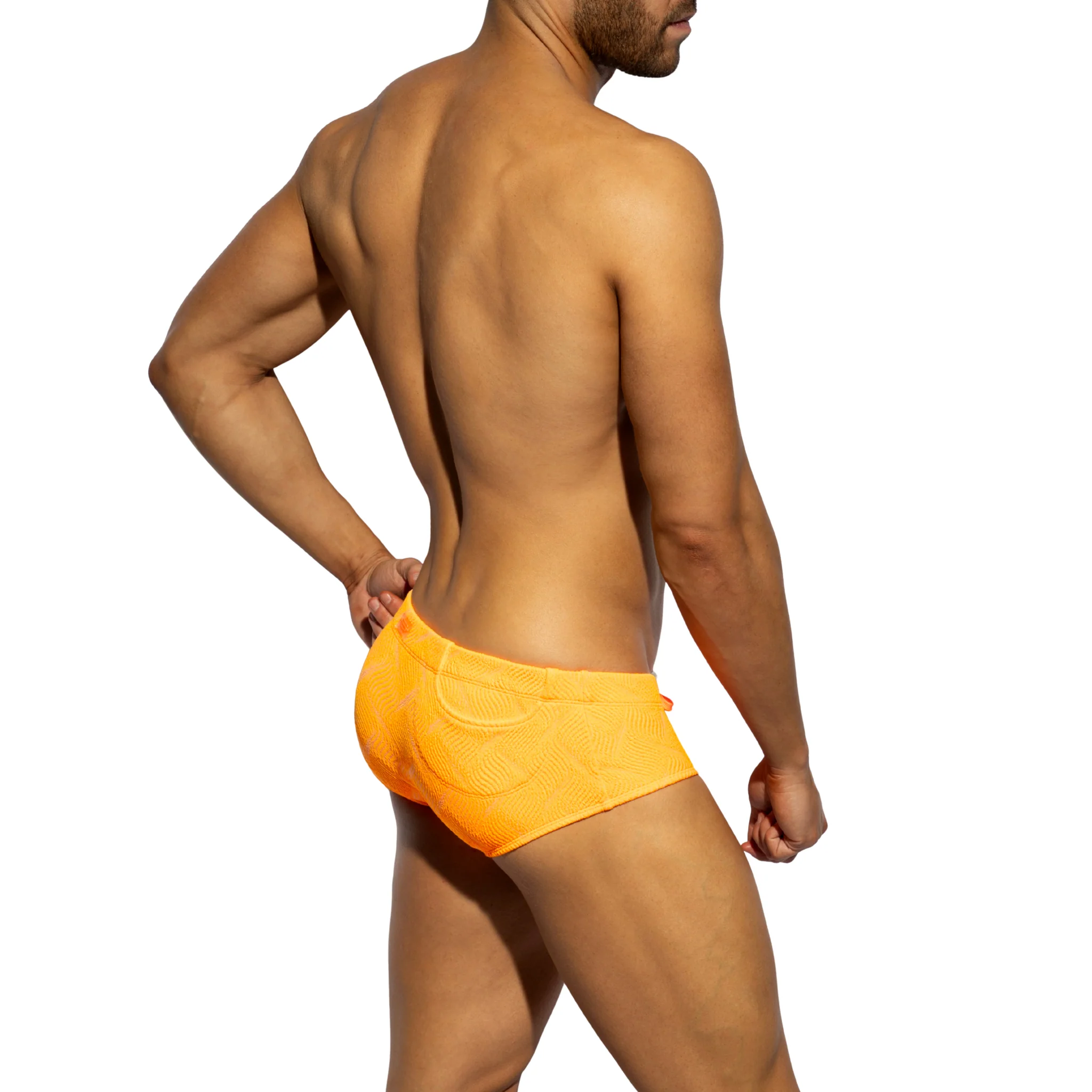 ES Collection Neon Wrinkled Swim Brief Neon Orange 2610 - Image 3