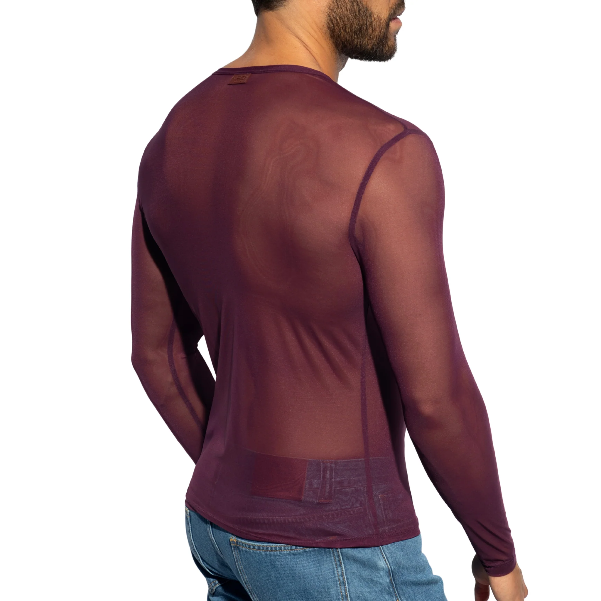 ES Collection Net Long Sleeves T-Shirt Aubergine TS360 - Image 3