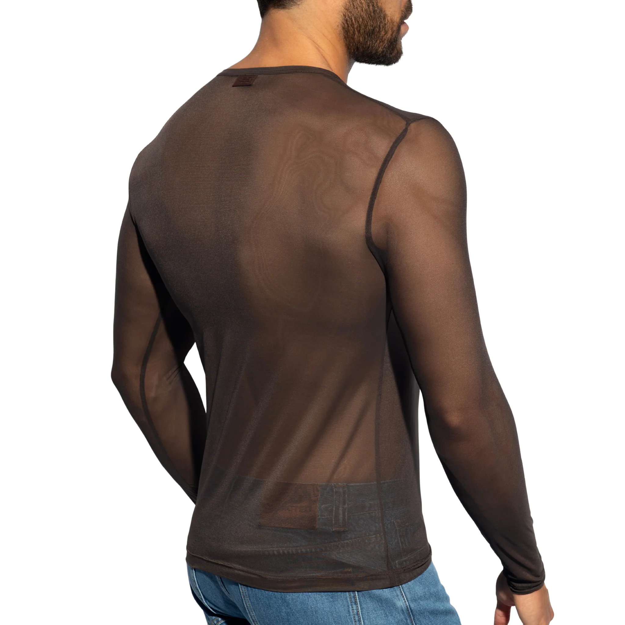ES Collection Net Long Sleeves T-Shirt Brown TS360 - Image 3