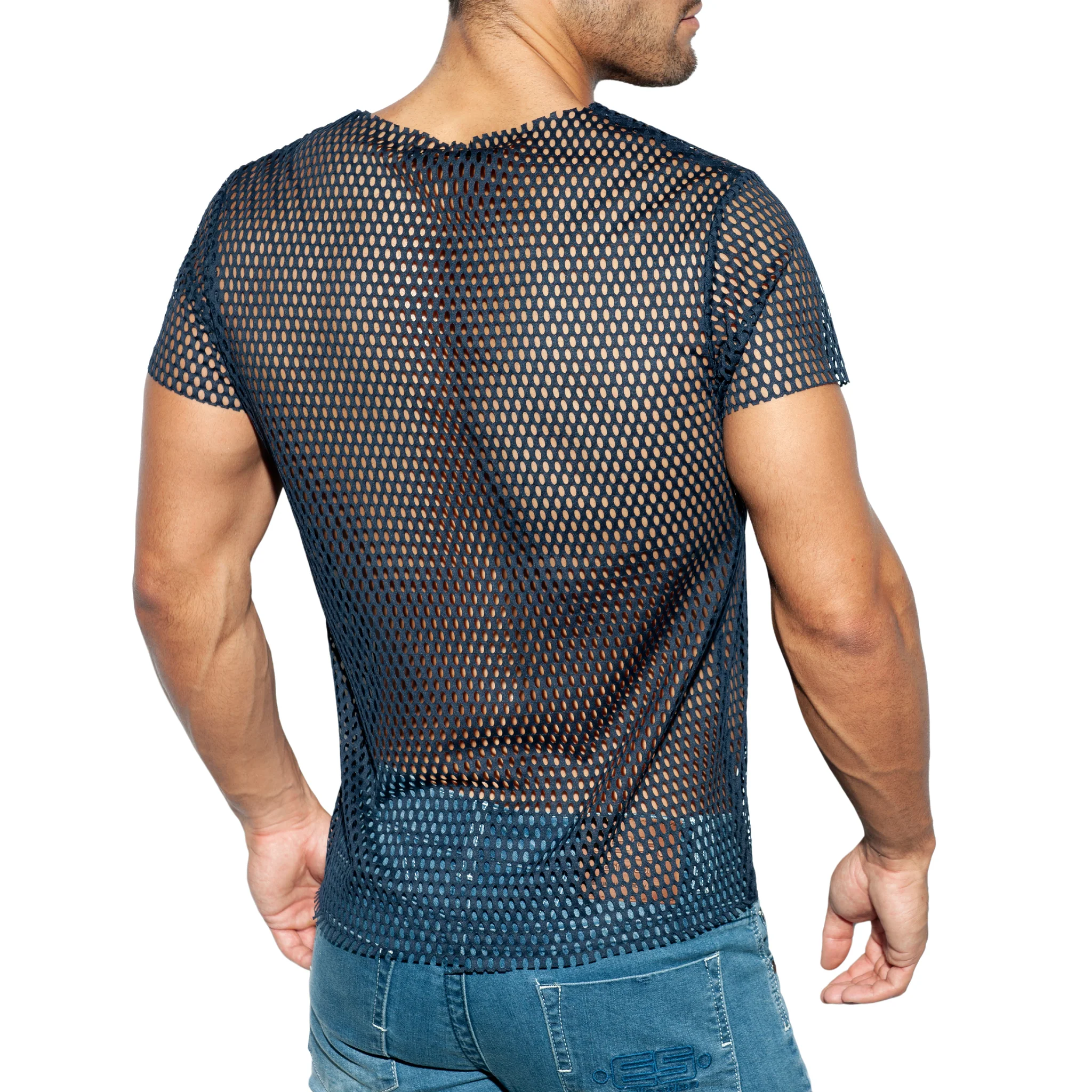 ES Collection Open Mesh T-Shirt Navy TS254 - Image 3