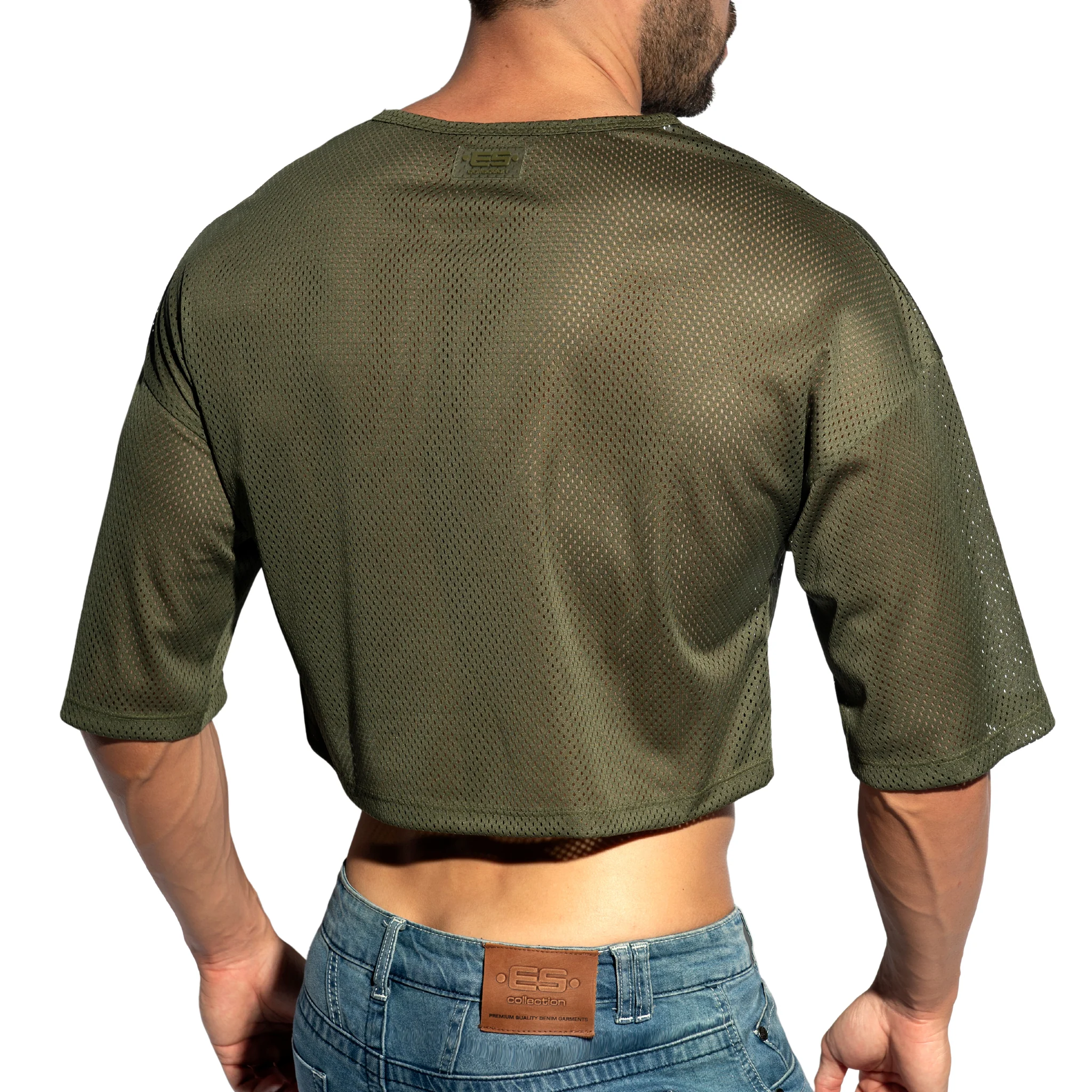 ES Collection Oversize Crop Top Khaki TS311 - Image 3