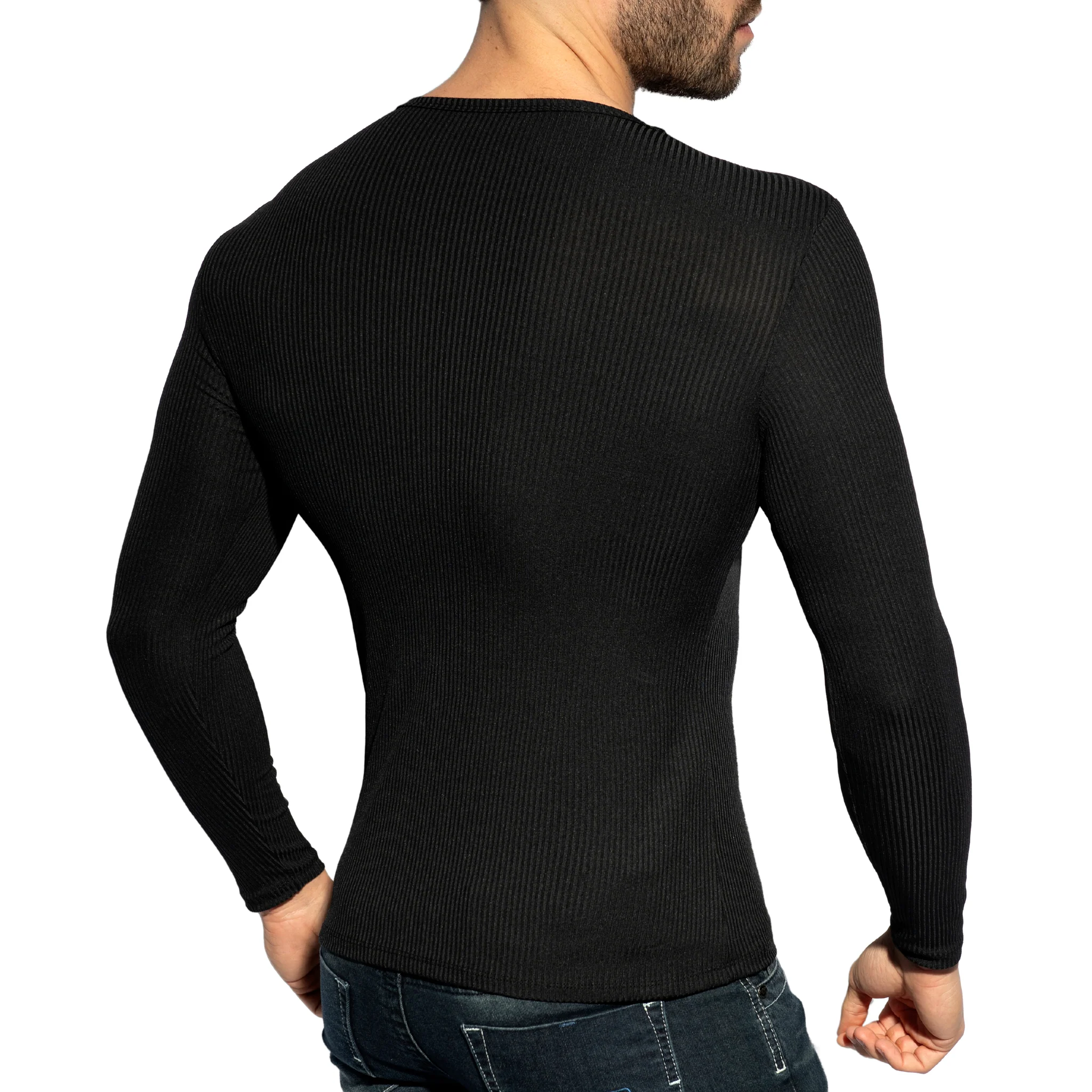 ES Collection Recycled Rib Long Sleeves T-Shirt Black TS325 - Image 3