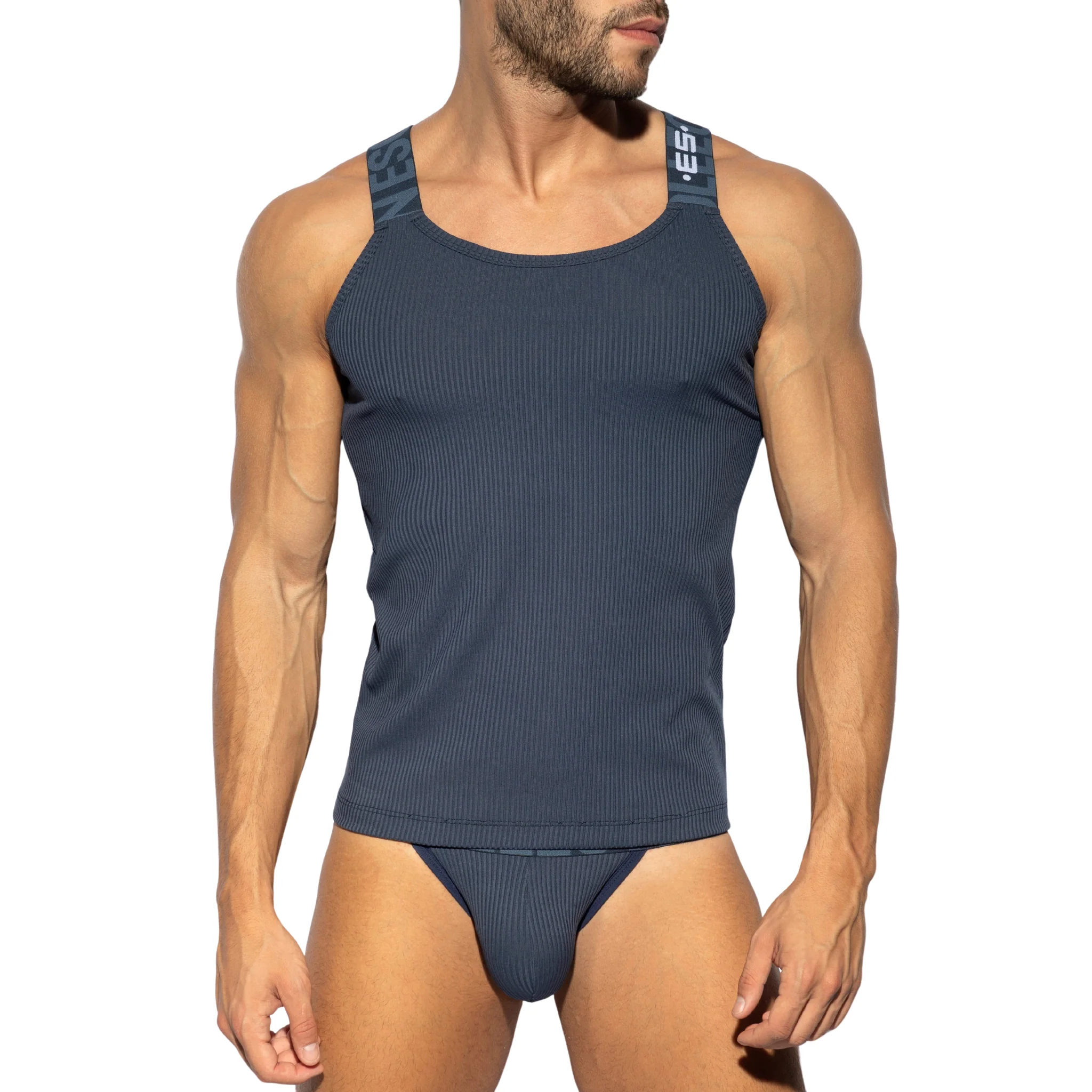 ES Collection Recycled Rib Tank Top Navy TS294 - Image 2