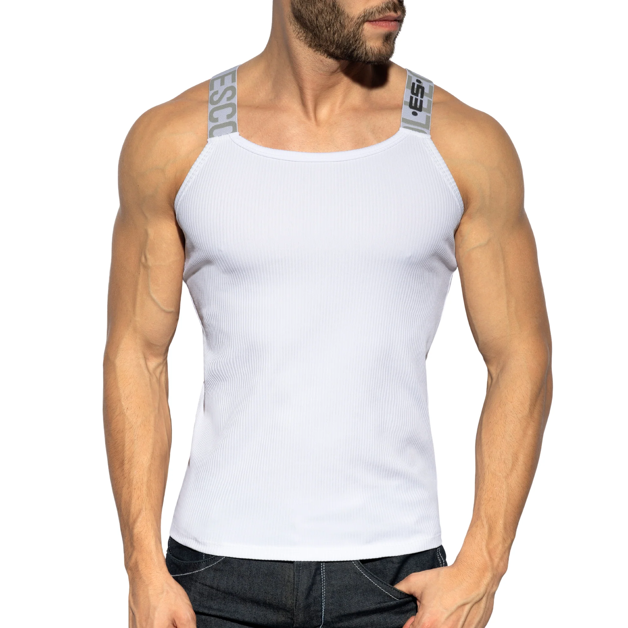ES Collection Recycled Rib Tank Top White TS294 - Image 2