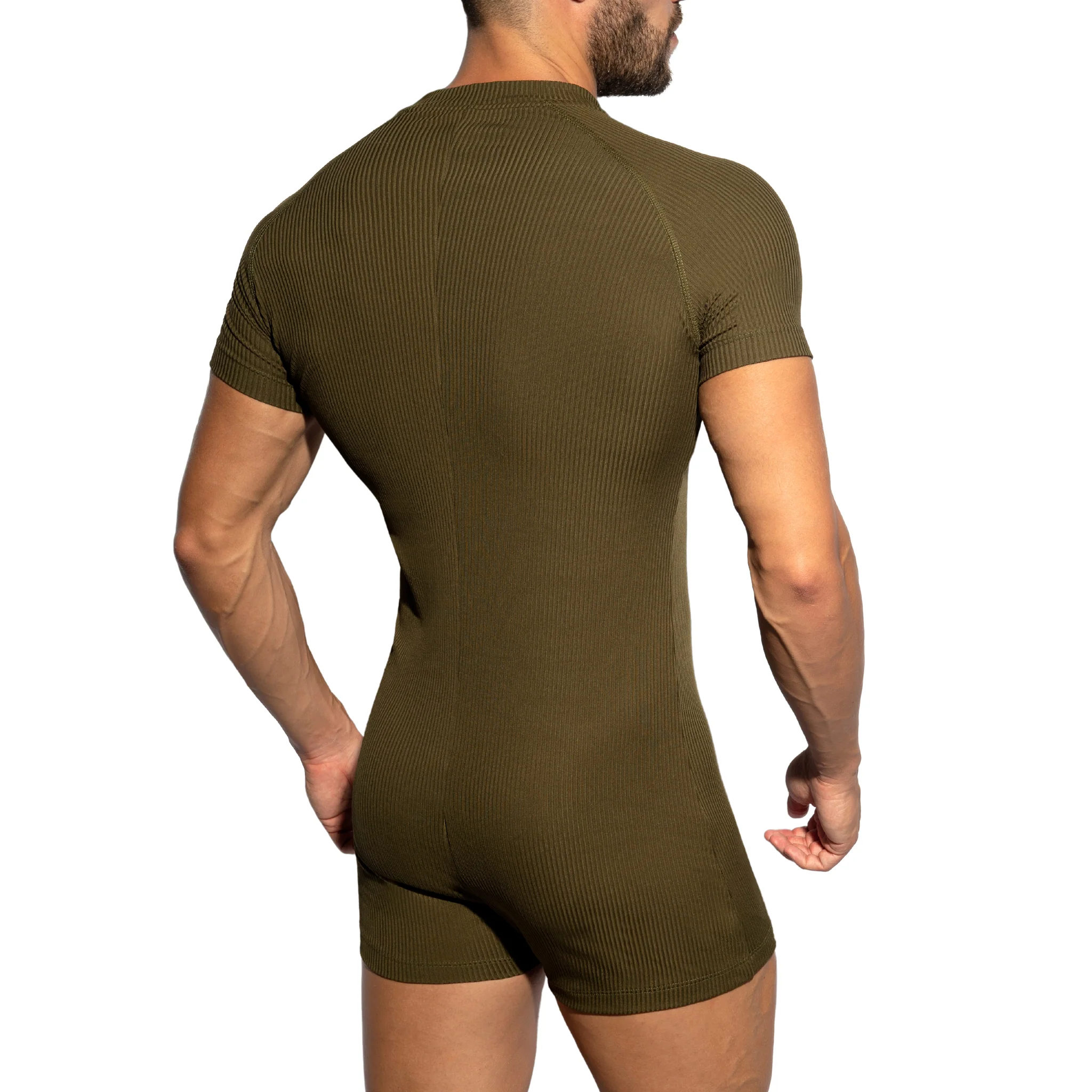 ES Collection Recycled Rib Union Suit Khaki UN553 - Image 3