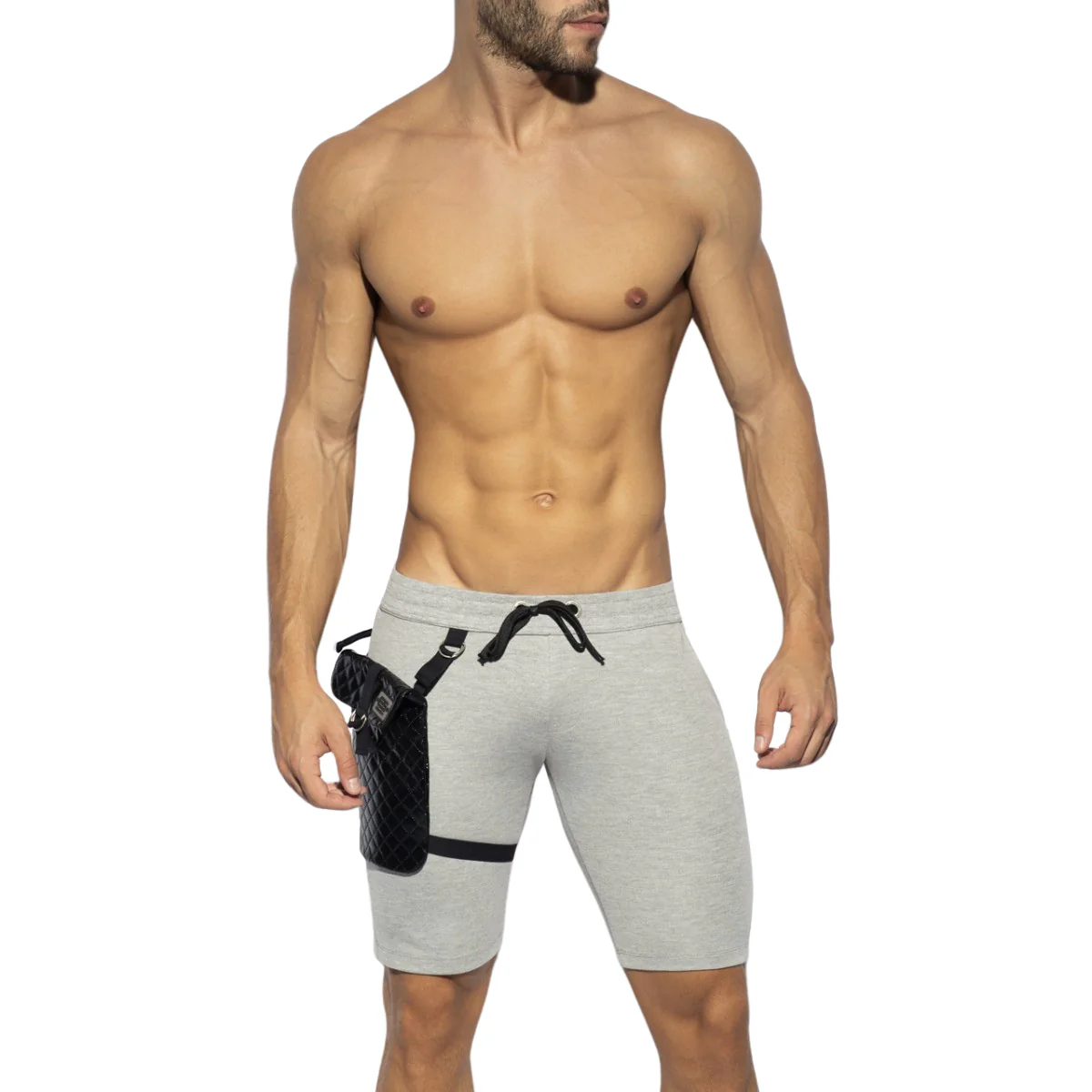 ES Collection Removable Pocket Sports Knee Shorts Heather Grey SP286 - Image 2