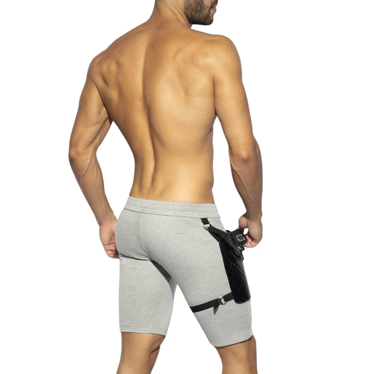 ES Collection Removable Pocket Sports Knee Shorts Heather Grey SP286 - Image 3