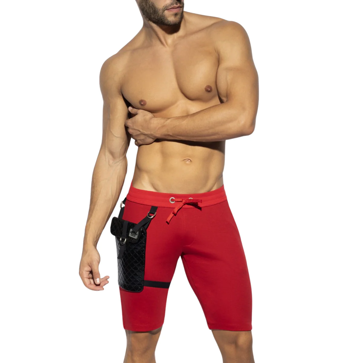 ES Collection Removable Pocket Sports Knee Shorts Red SP286 - Image 2