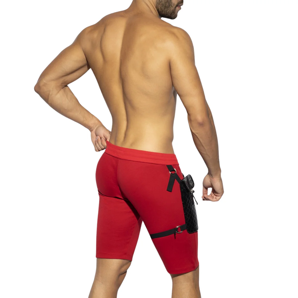 ES Collection Removable Pocket Sports Knee Shorts Red SP286 - Image 3
