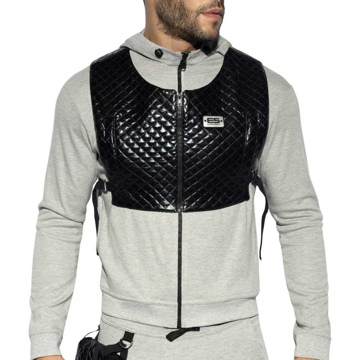 ES Collection Removable Top Hoodie Heather Grey SP284 - Image 2