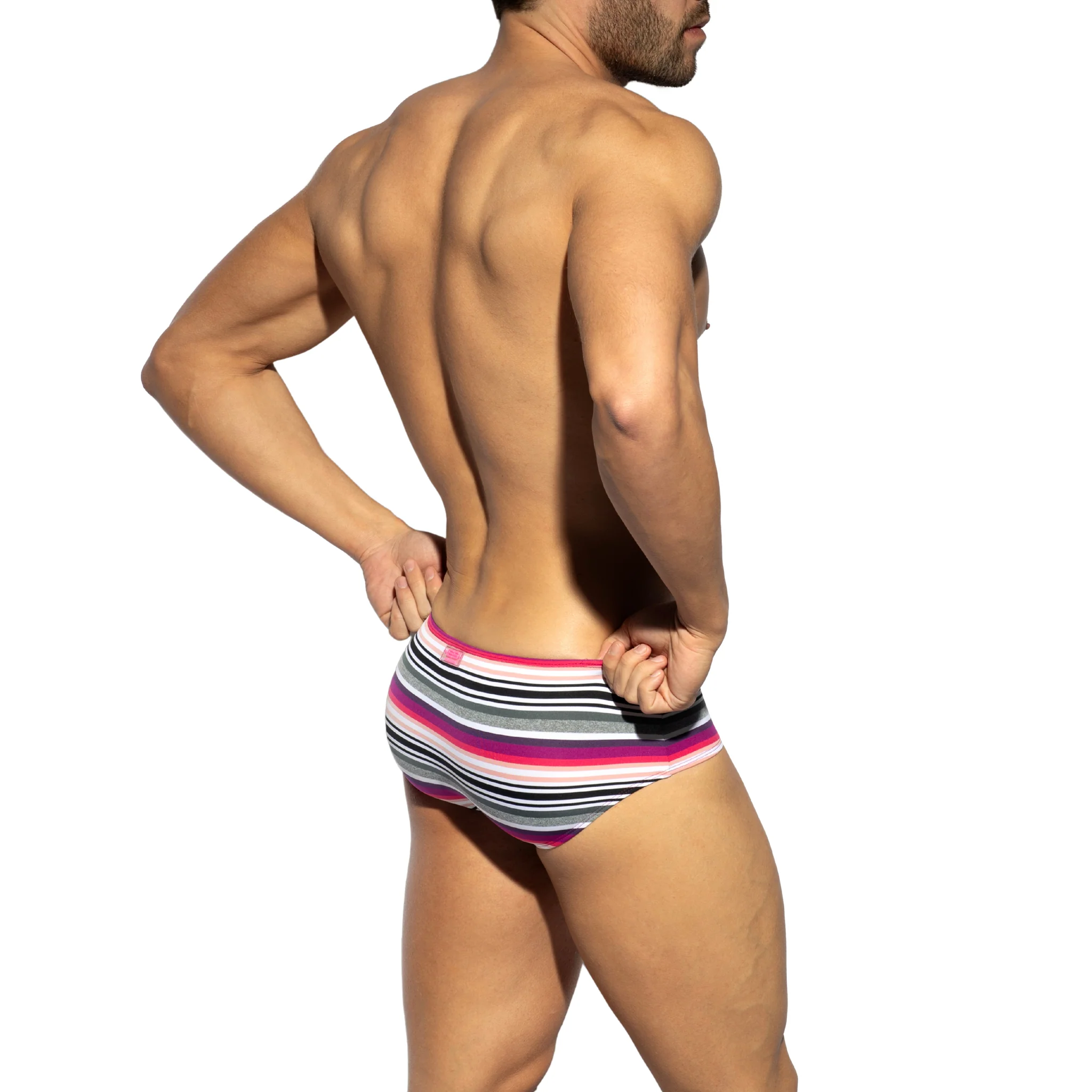 ES Collection Retro Stripes Brief Pink UN610 - Image 3
