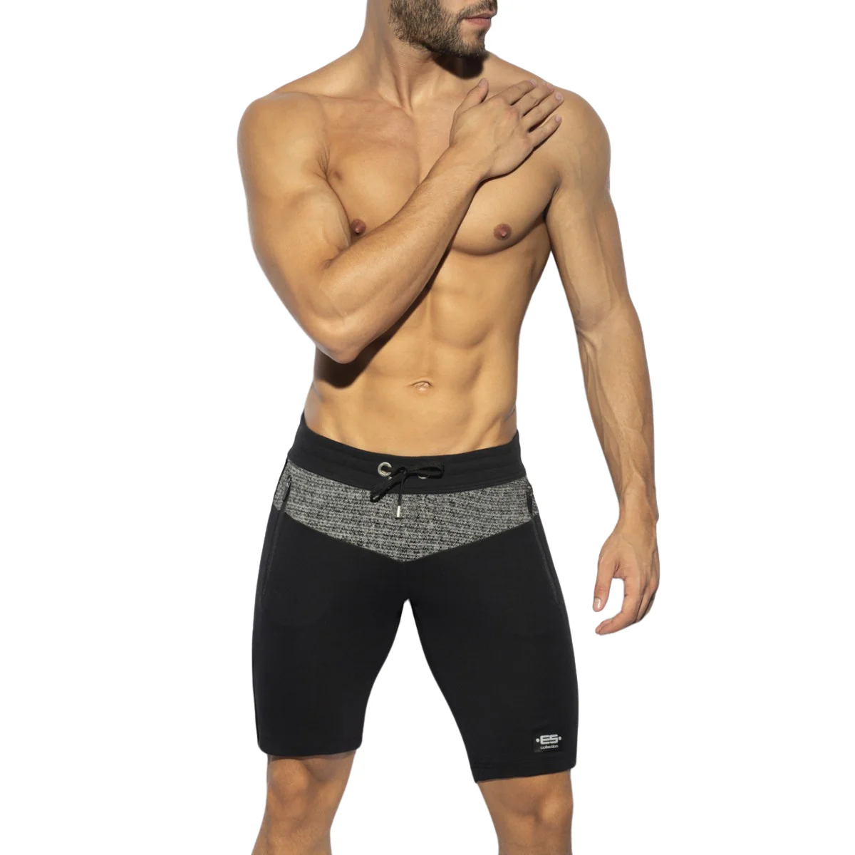 ES Collection Rustic Black Sports Knee Shorts Black SP274 - Image 2