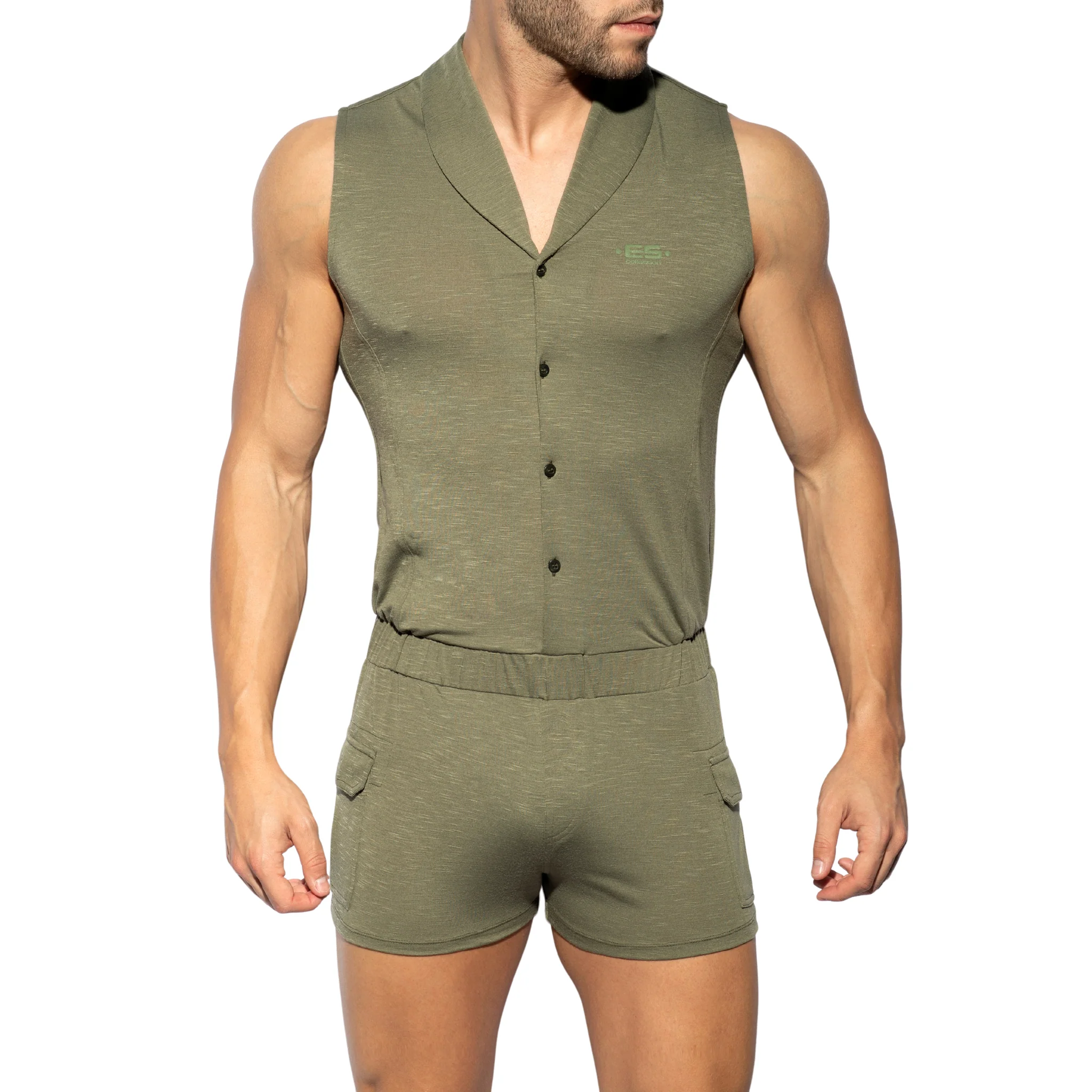 ES Collection Sleeveless Body Suit Khaki SP257 - Image 2